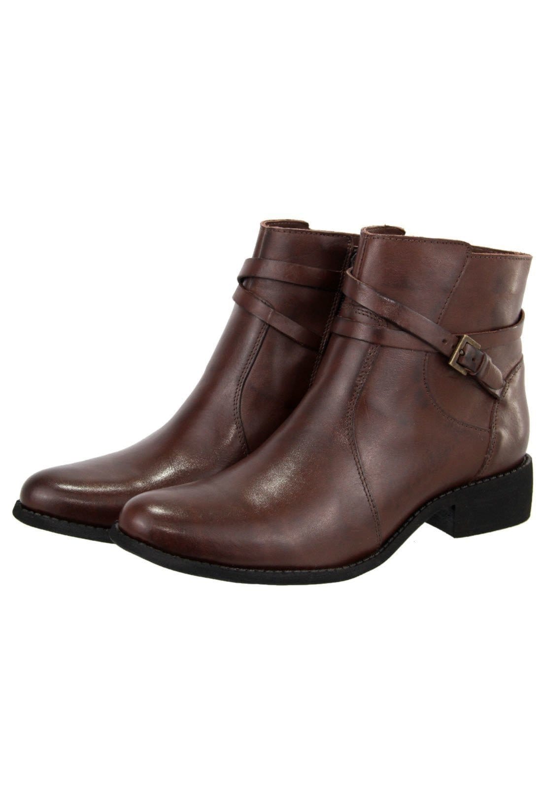 Bota em Couro Conforto Lisa Maria Paula Cano Curto Cacau