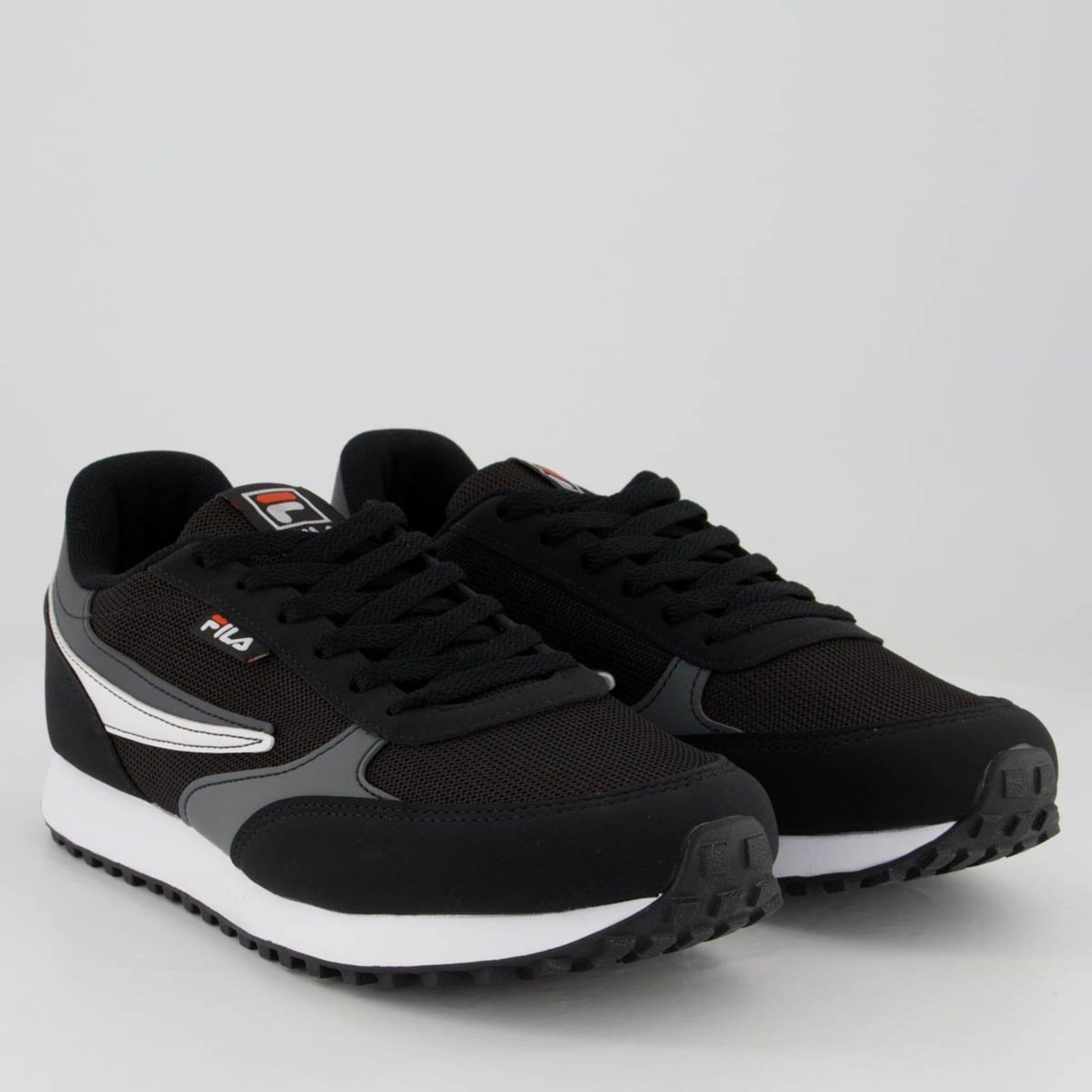 Vista 2 Tênis Fila Renno Classic Cinza e Branco Fila preto