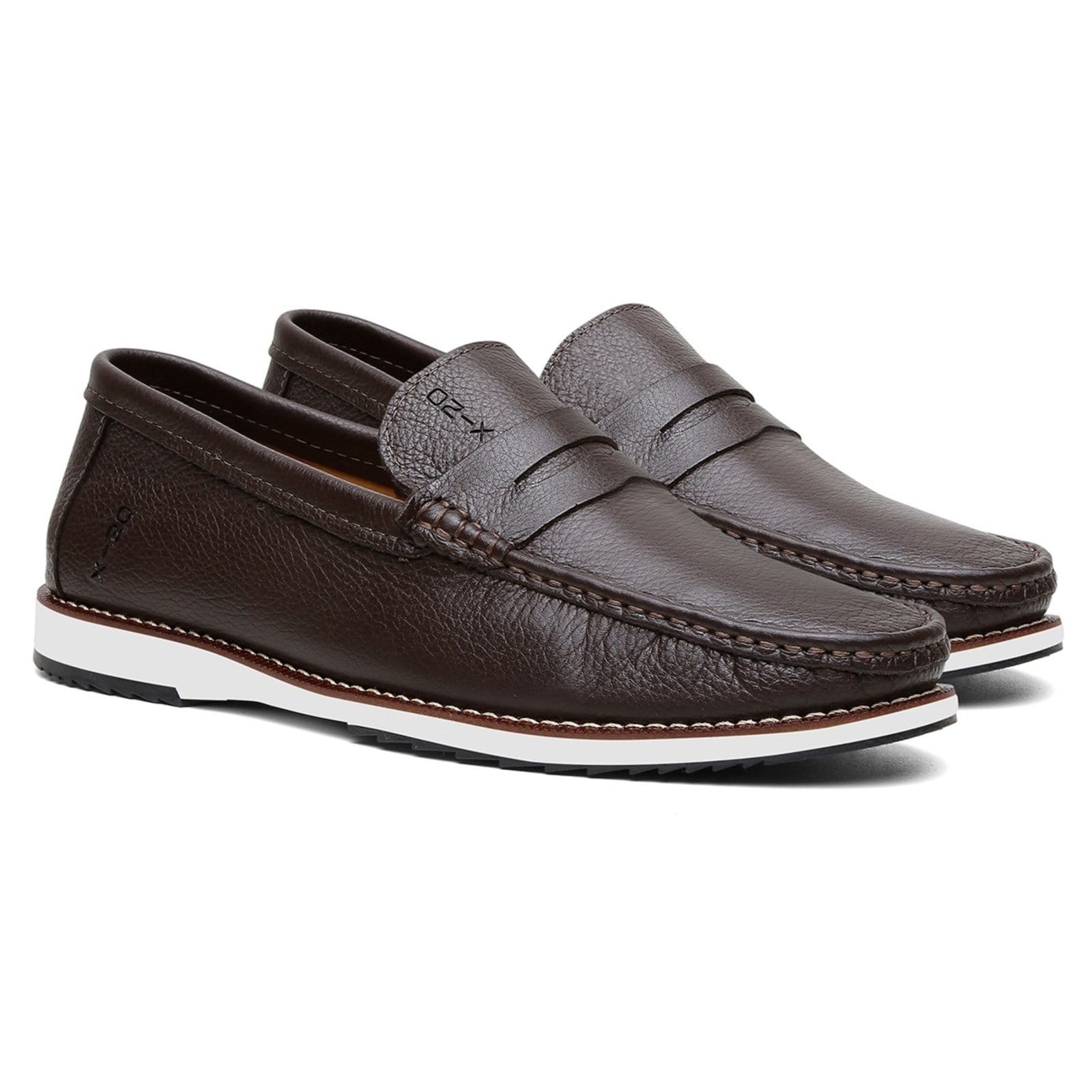 Vista 2 Mocassim Masculino Couro Dockside Casual Moderno ROMEU E JULIETA SHOES café