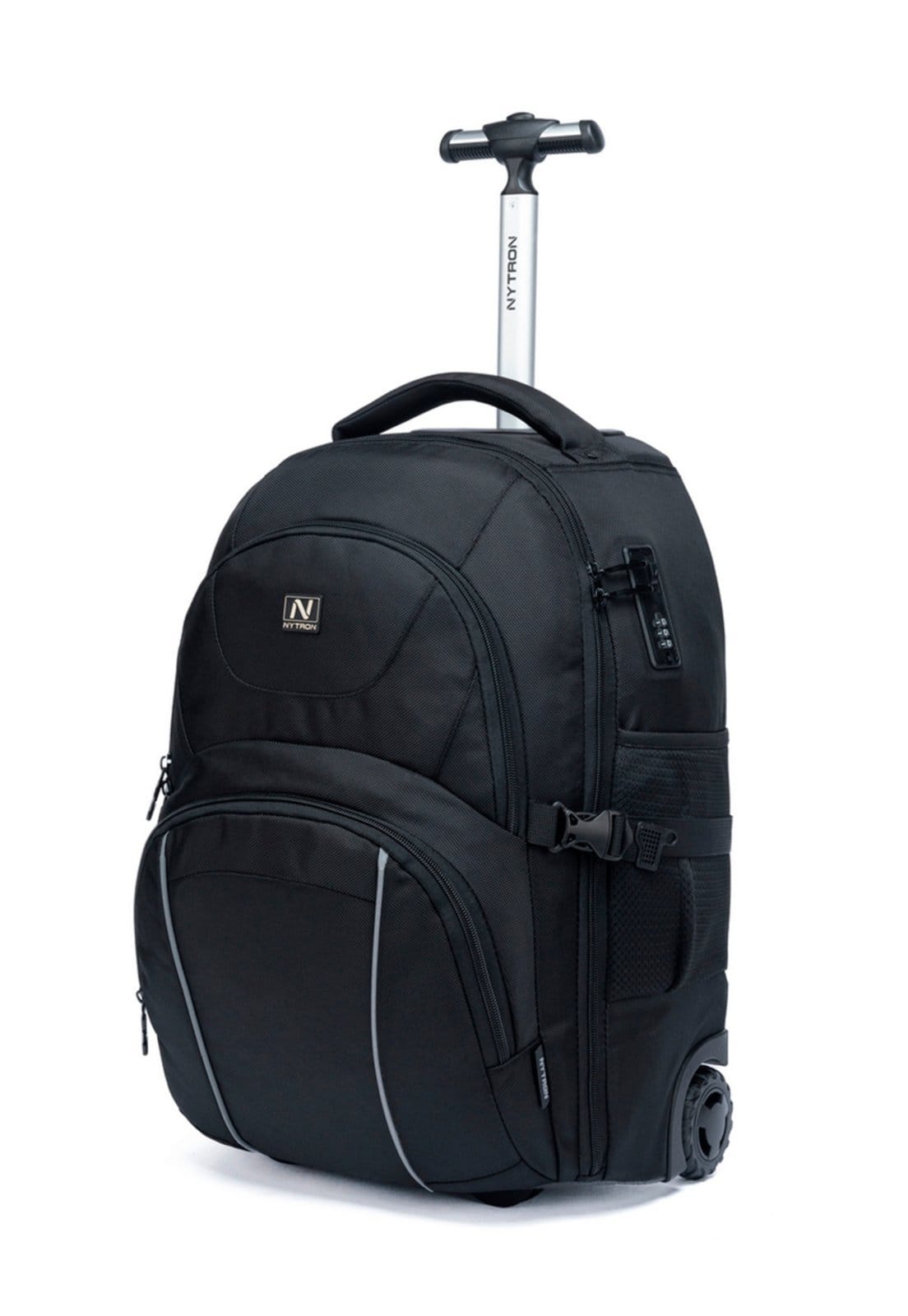 Vista 2 Mochila Masculina Rodinha Nytron Espaçosa Viagem Trabalho Resistente Nytron preto