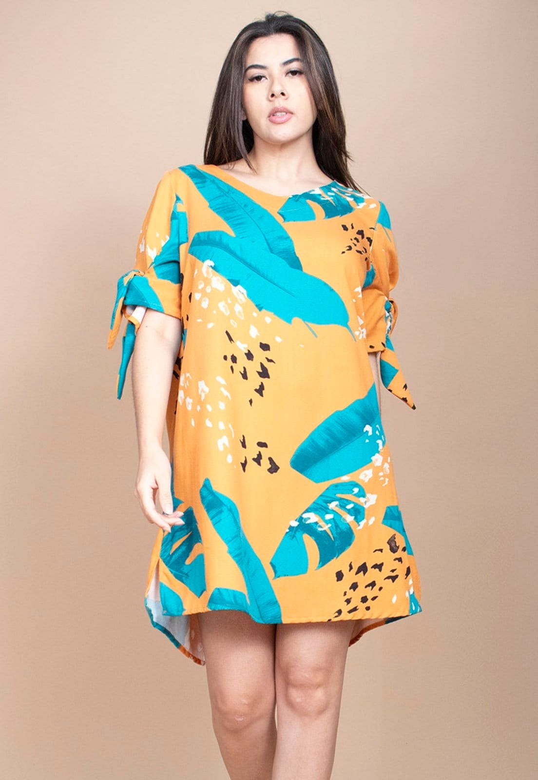 Vestido Curto Cabanafree Plano Estampa Aurora Botânica