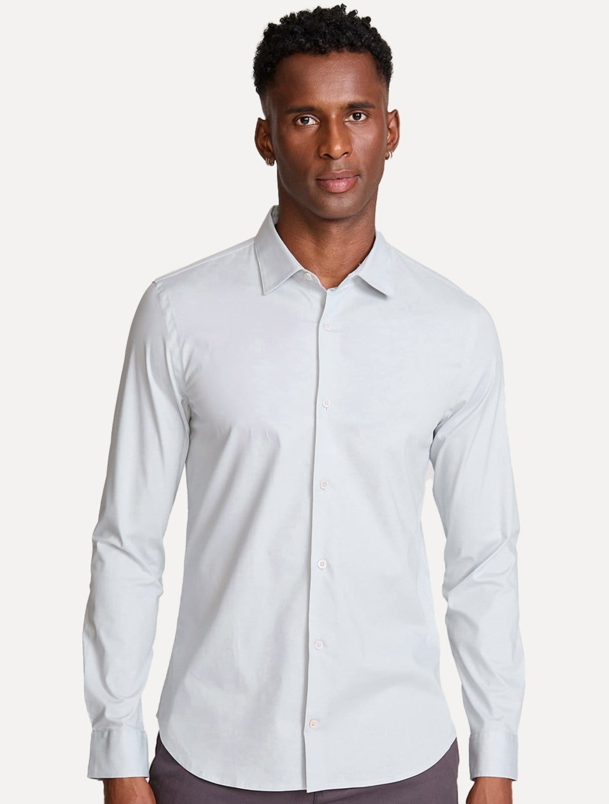 Camisa John John Masculina Slim Logo Ligth Grey Cinza Claro