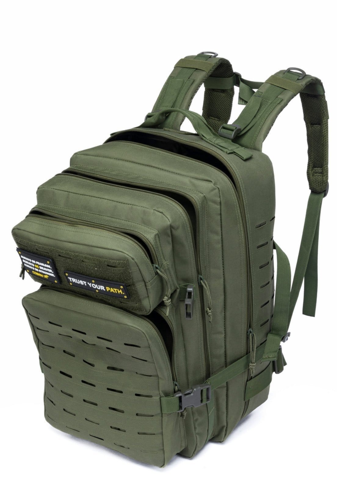 Vista 2 Mochila Coban Tática Militar Reforçada Camping COBAN verde militar