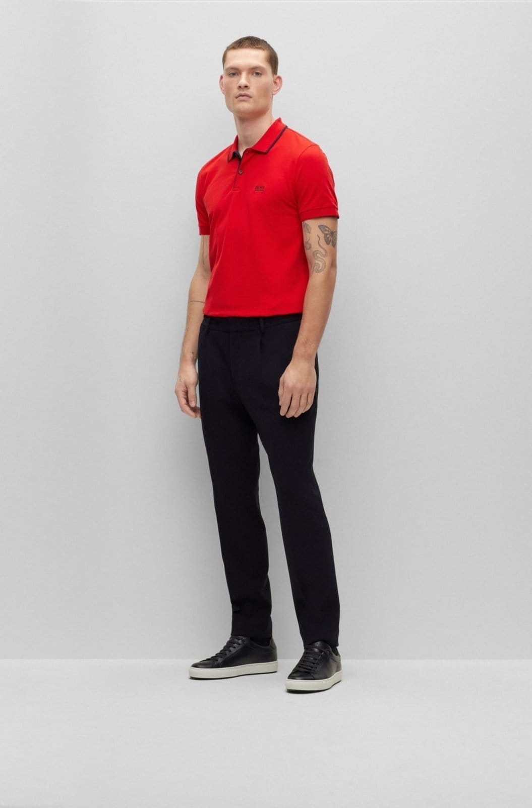 Vista 2 Camisa Polo De Piquet De Algodão Com Logotipo Bordado Boss vermelho