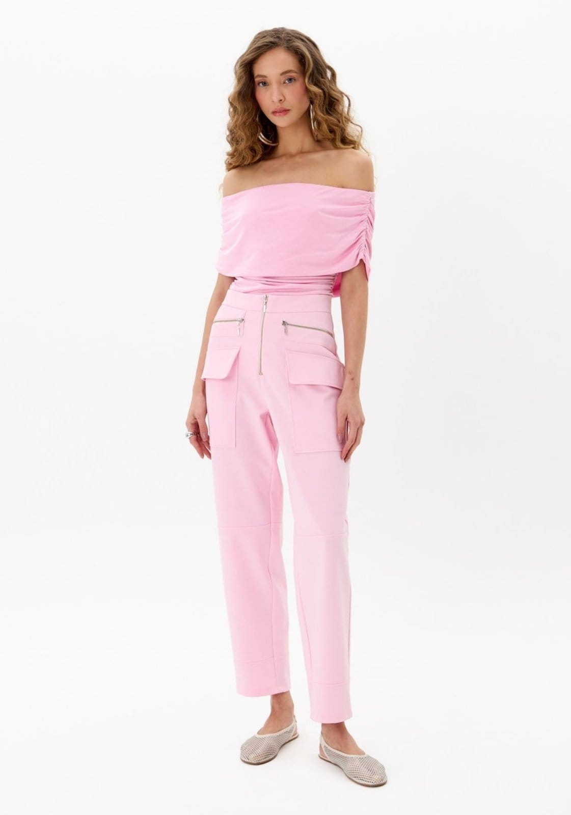 Calça Reta com Bolso Cargo Cintura Alta