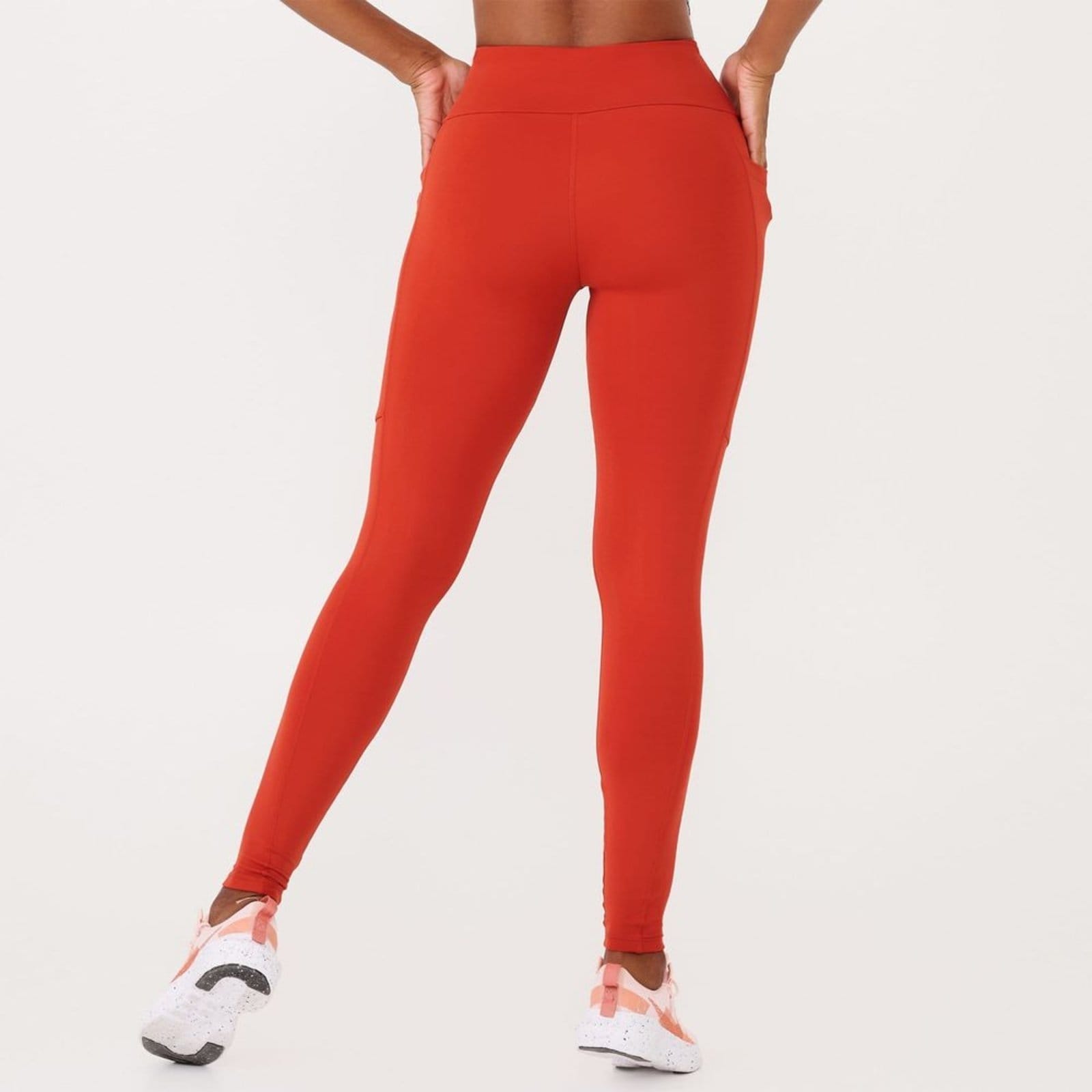 Vista 2 Legging Essential Terracota Van Gogh Poliamida Com Bolso Donna Carioca caramelo