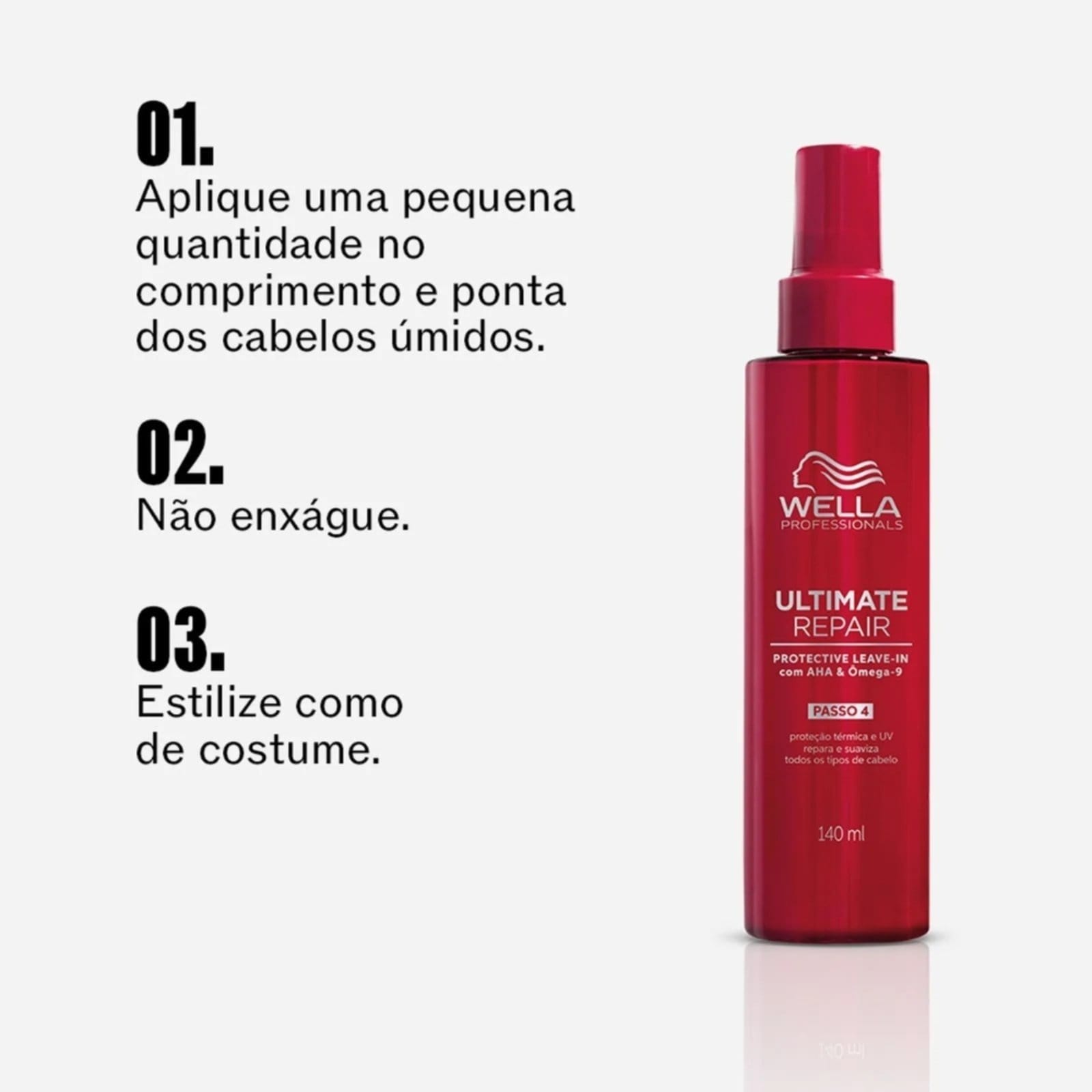 Vista 2 Wella Professionals Protetor Térmico Ultimate Repair Wella vermelho