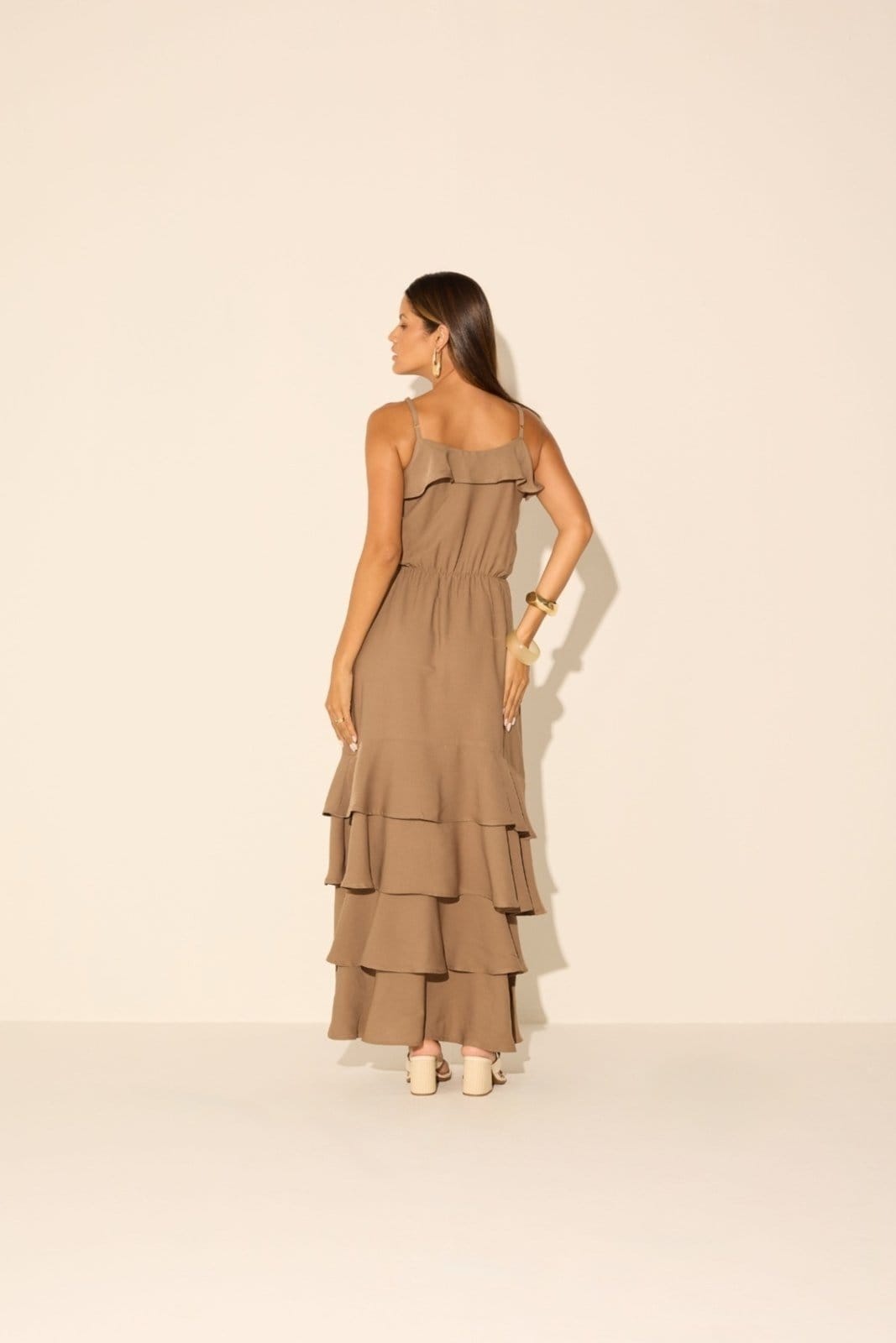 Vista 2 Vestido Vanibele Longo Mocha Mousse Vanibele marrom