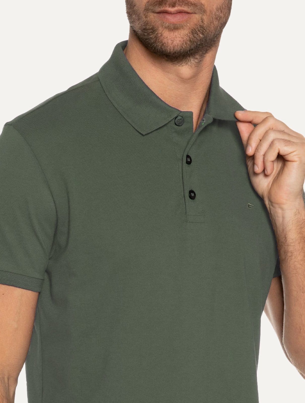Vista 2 Polo Ellus Masculina Piquet Classic Easa Militar Ellus verde
