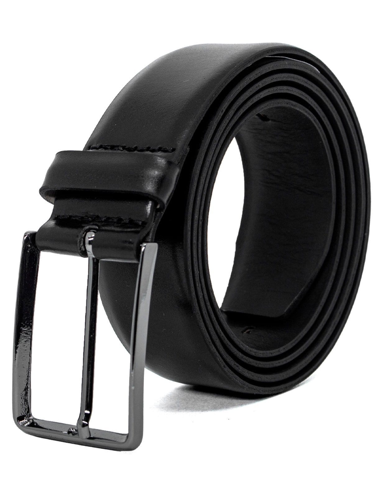 Cinto Social Masculino Fasolo Couro Legítimo Liso Estreito 3,5cm Fivela Grafite