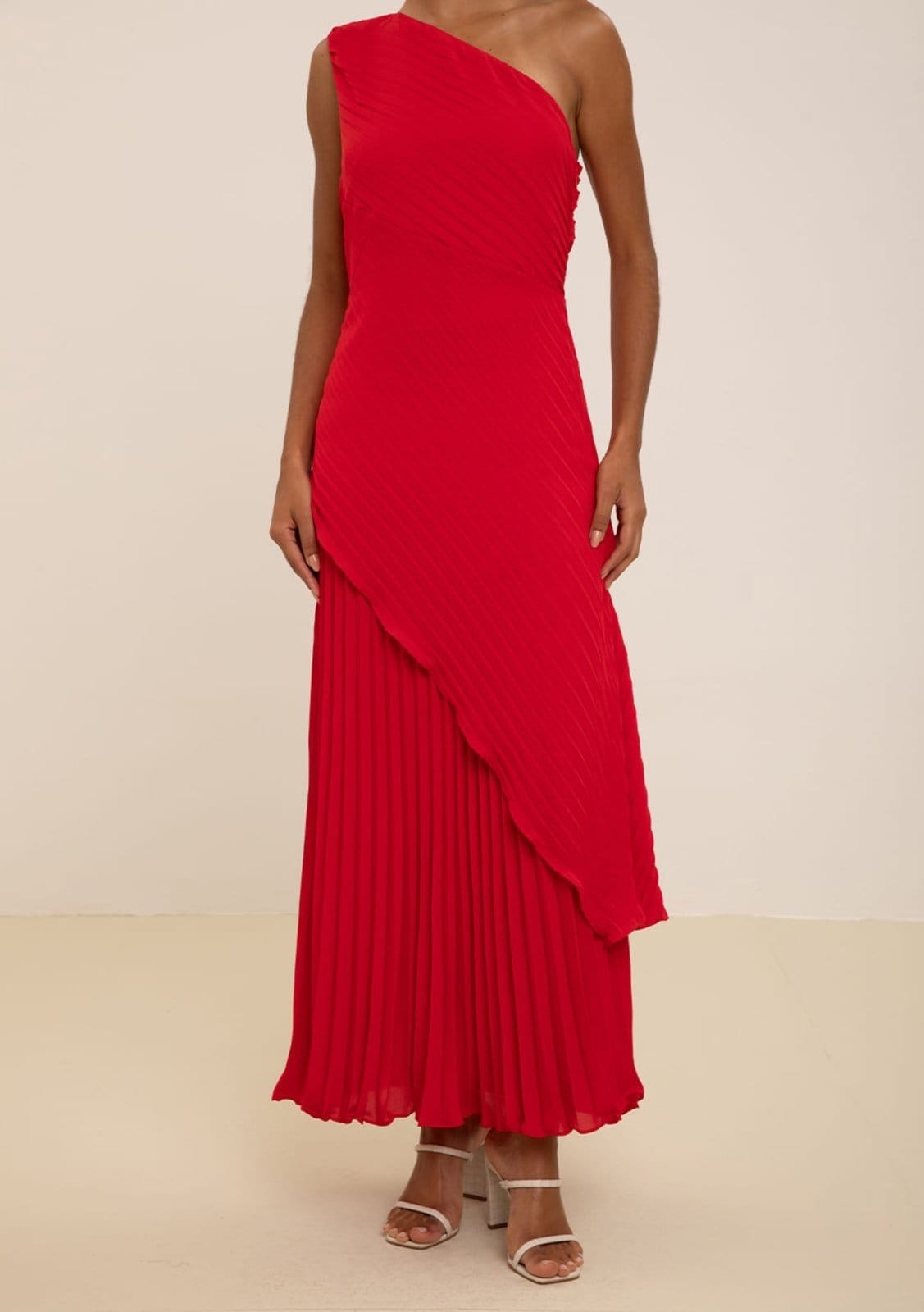 Vista 2 Vestido Maria Valentina Solto Um Ombro Só Sem Manga Longo Maria Valentina vermelho