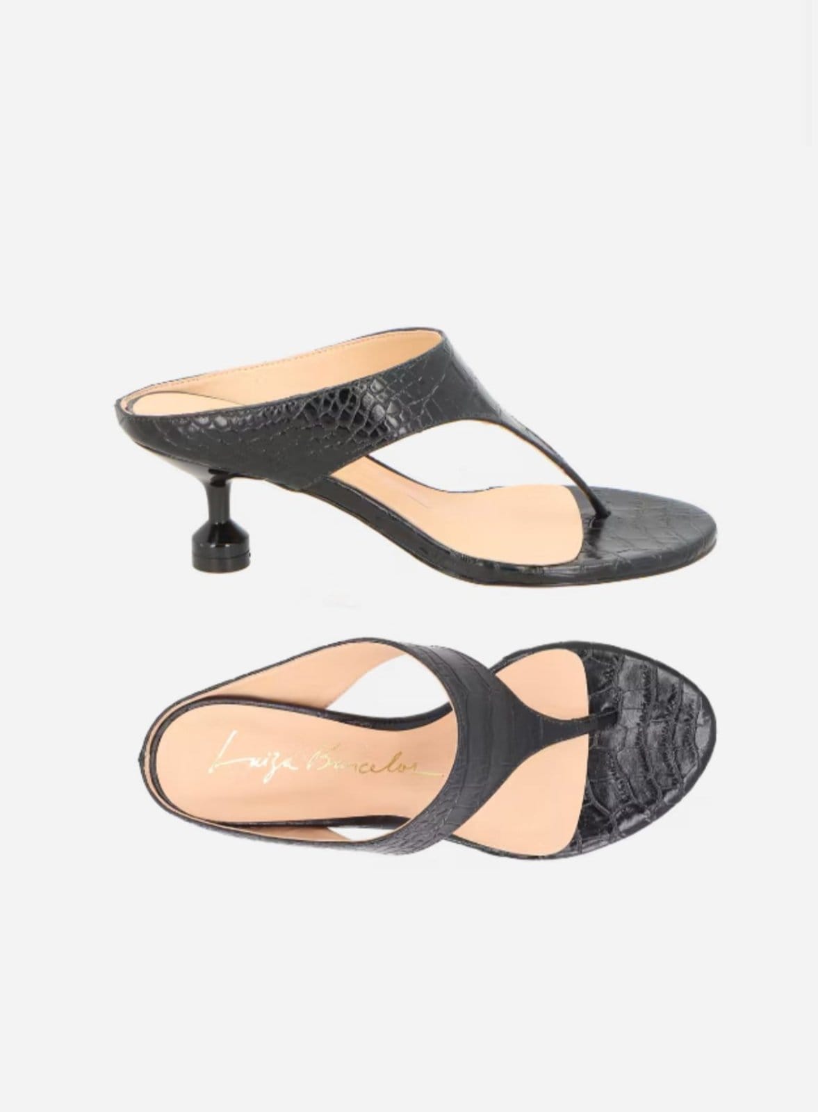 Mule Luiza Barcelos Em Couro Croco E Salto Medio Taça
