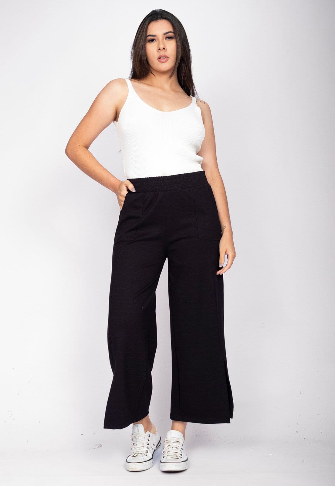 Calça Pantacourt Amazônia Vital Malha Encorpada Preta