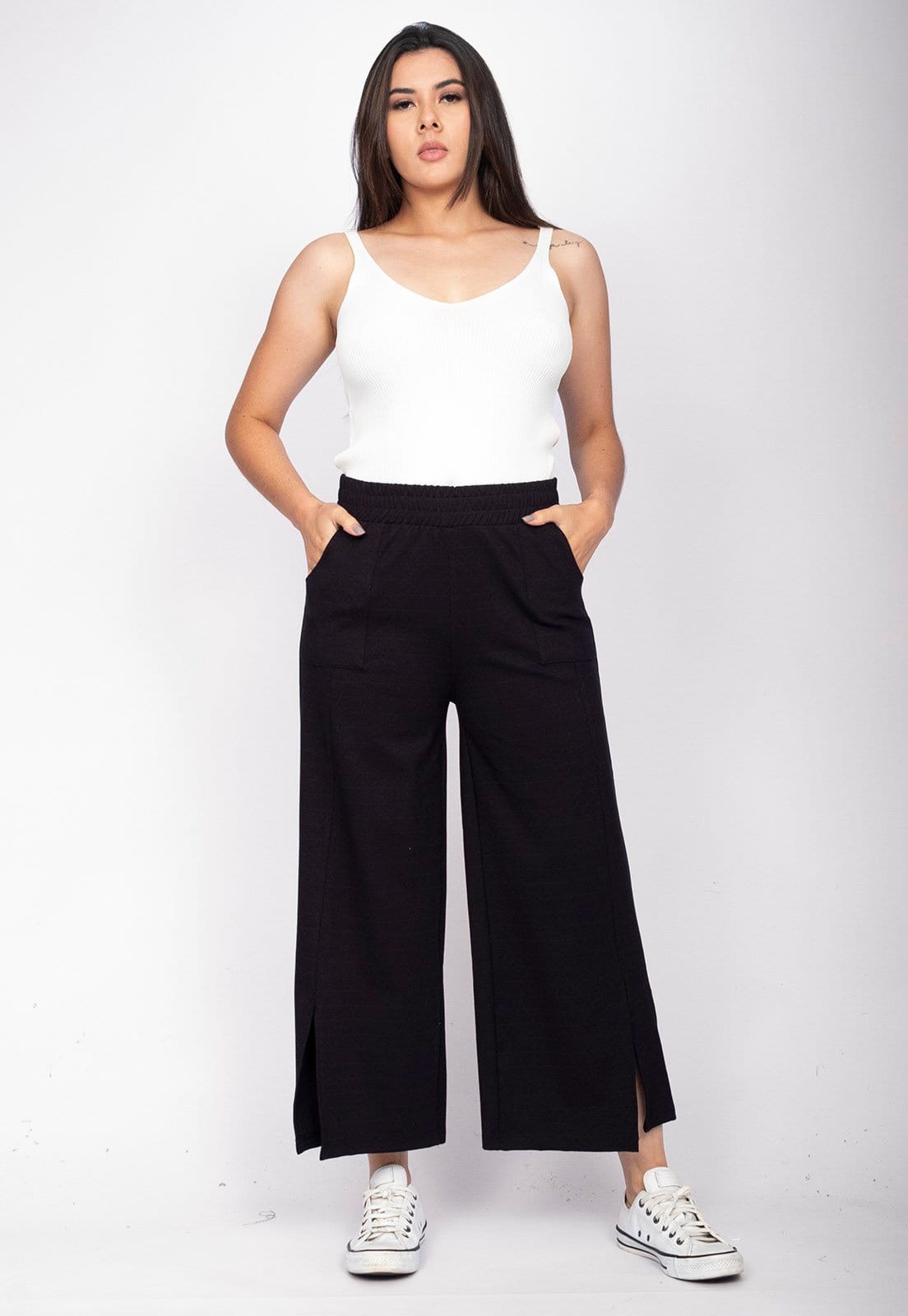 Calça Pantacourt Amazônia Vital Malha Encorpada Preta - 2