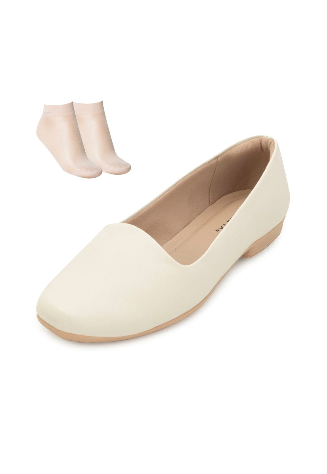 Sapatilha Piccadilly e Meia PD25-25013 Creme