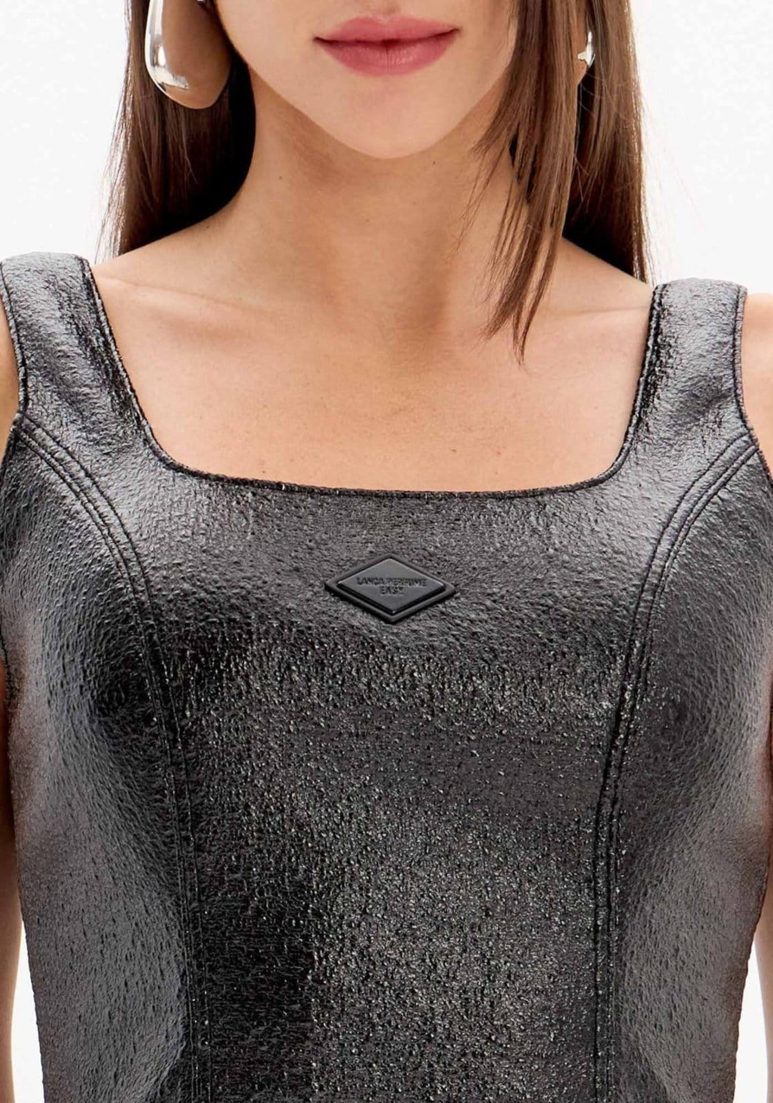 Vista 2 Vestido Curto De Alças Com Decote Quadrado Sport Easy preto