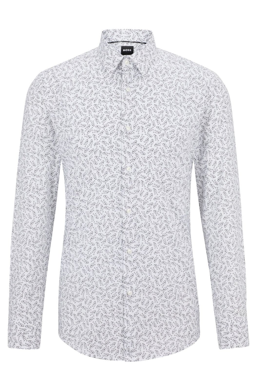 Camisa Slim Fit Em Algodão Elástico Estampado