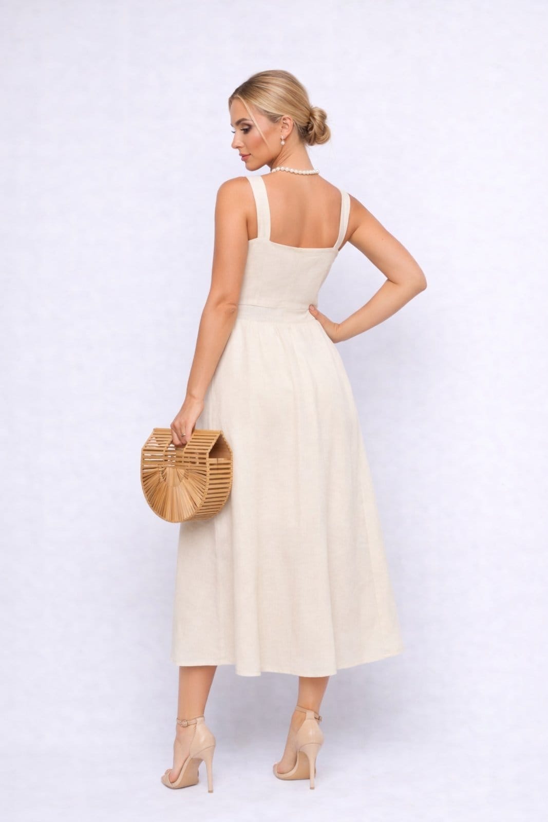 Vista 2 Vestido Midi D Bell Outlet Fashion Alça Off-White D BELL OUTLET FASHION rosê white