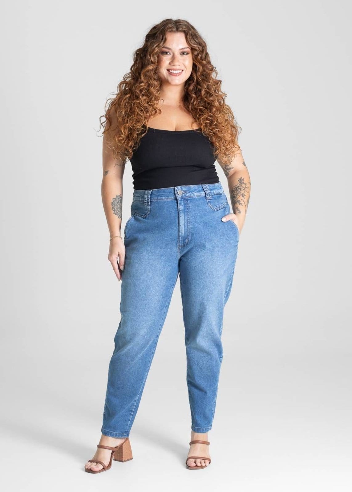 Vista 2 Calça Jeans Sawary Plus Size Mom - 281064 Sawary azul