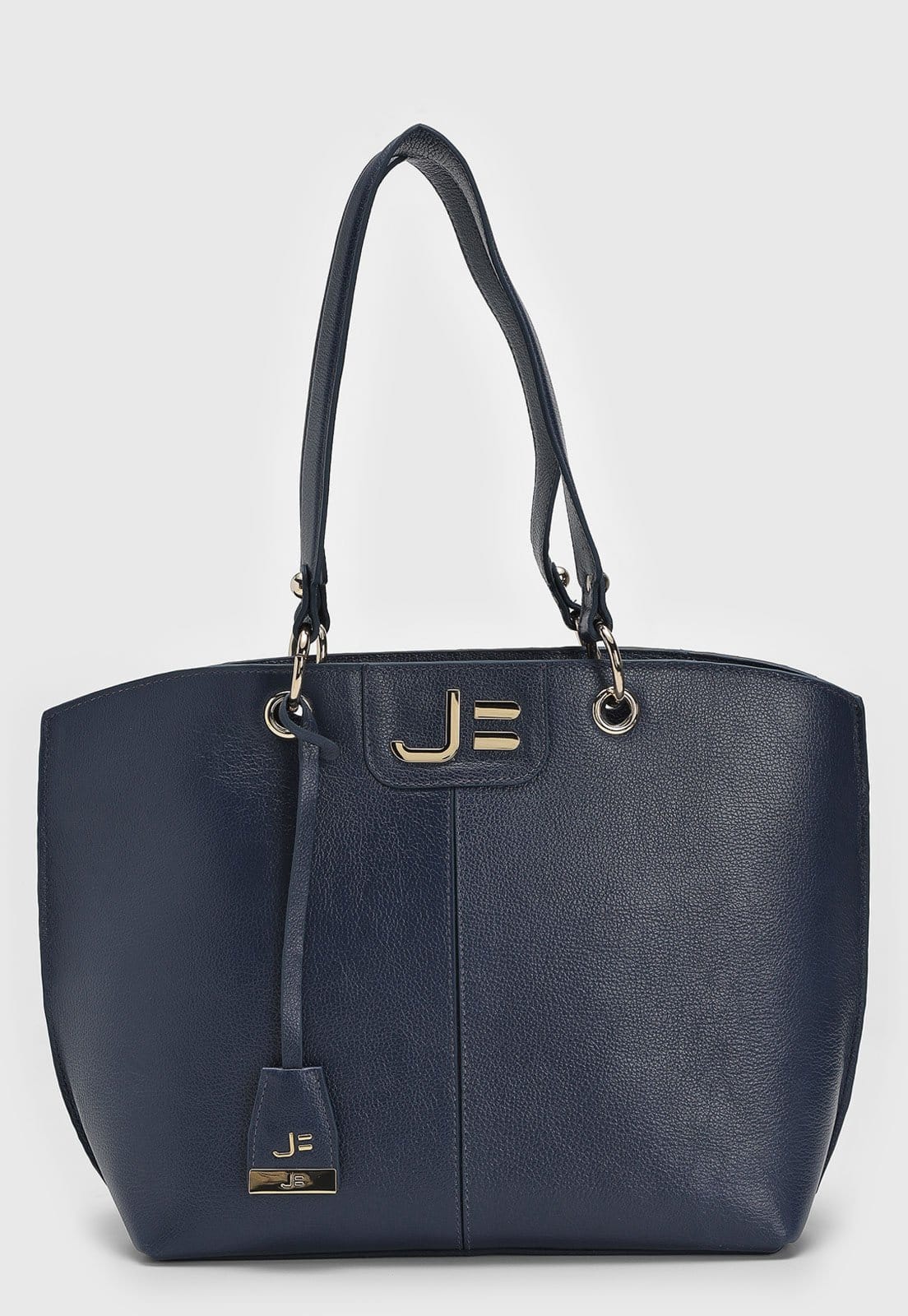 Bolsa Tiracolo Feminina Jorge Bischoff Logo Metalizado Marinho