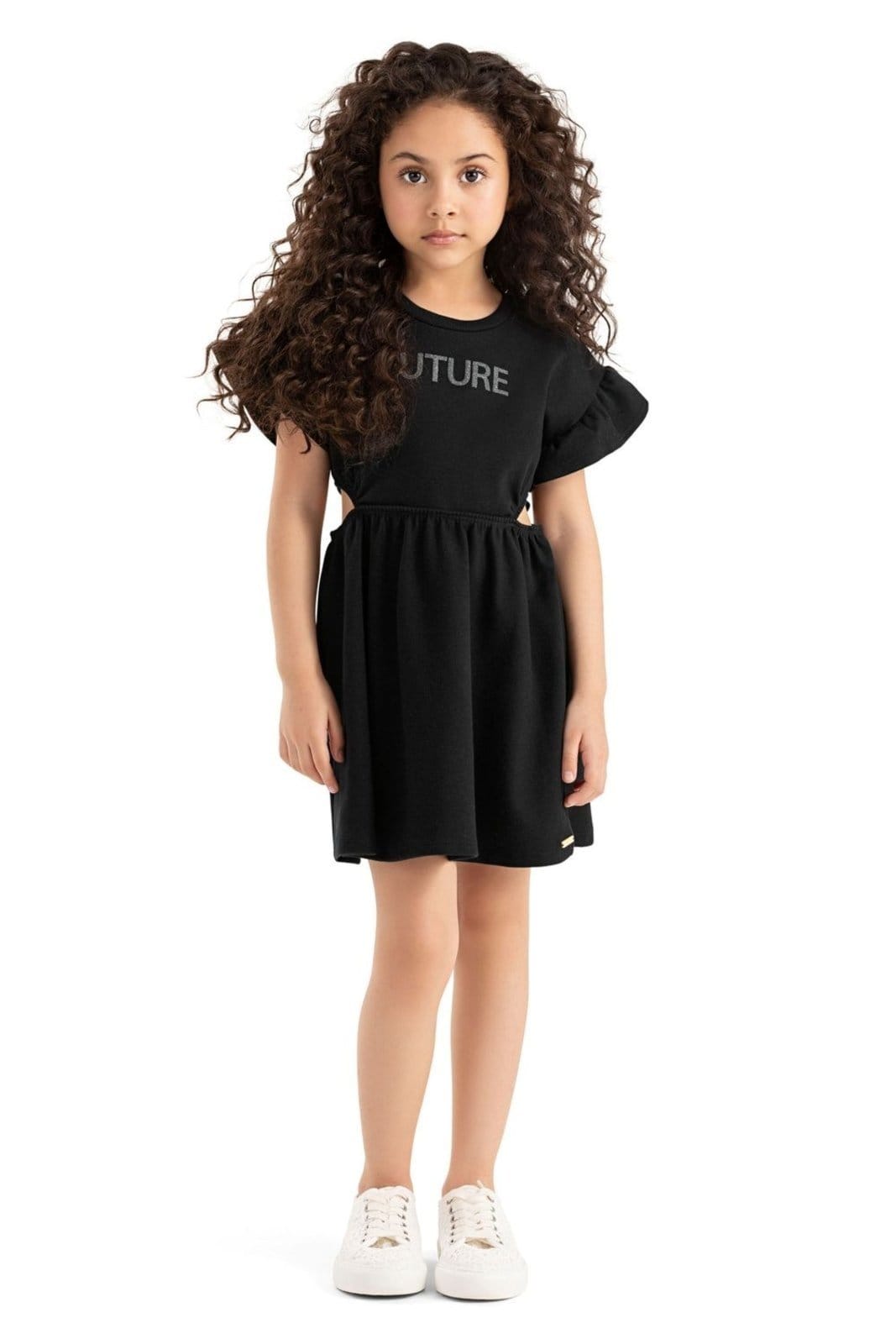 Vista 2 Infantil - Vestido Menina Recorte Lateral Colorittá Colorittá preto