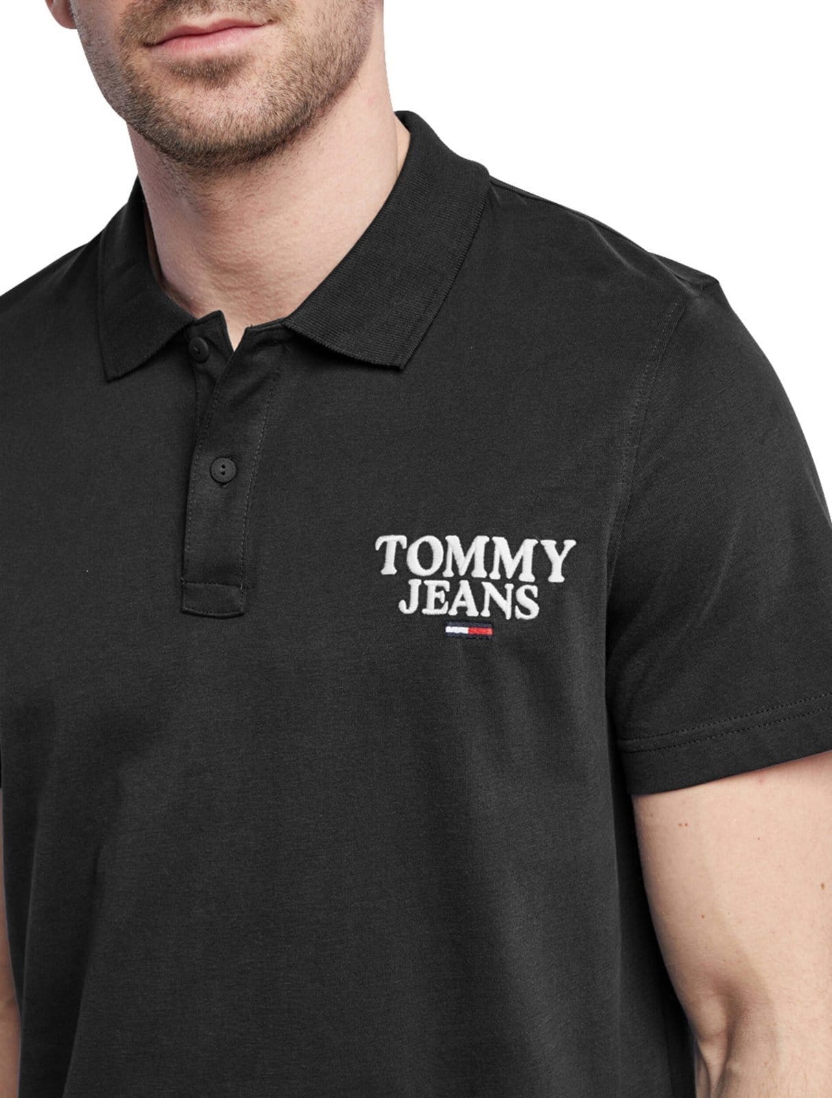 Vista 2 Polo Tommy Jeans Masculina Malha Regular Washed Jersey Preta Tommy Hilfiger preto