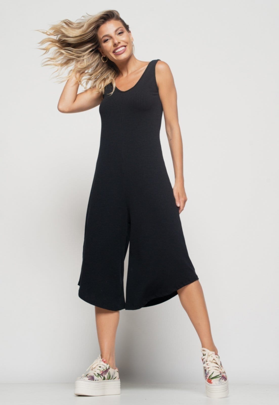 Macacão Regata Salvatore Pantacourt Canelado