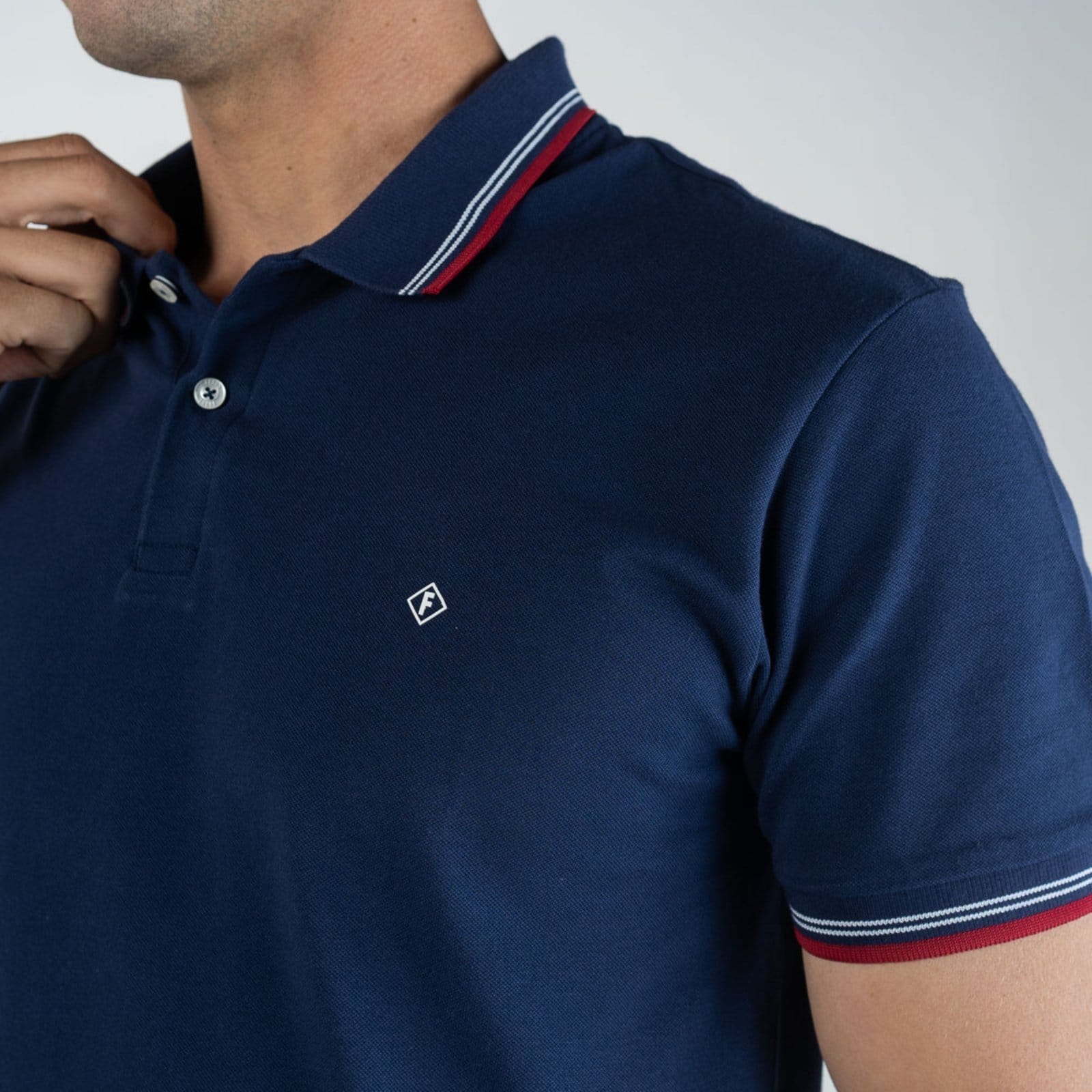 Vista 2 Camisa Polo Forum 3 Frisos Forum azul marinho