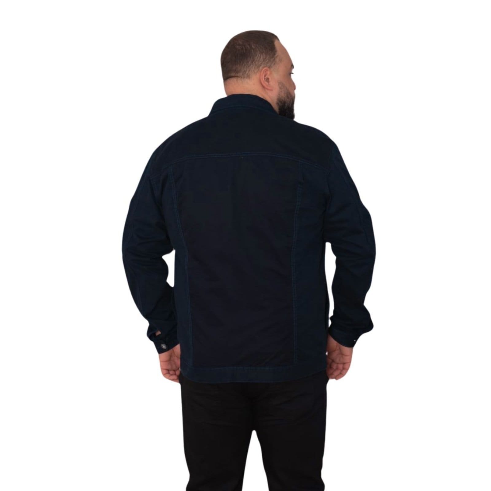 Vista 2 Jaqueta Moda Masculina Plus Size Marinho Sarja Jeans Loka azul/azul marinho