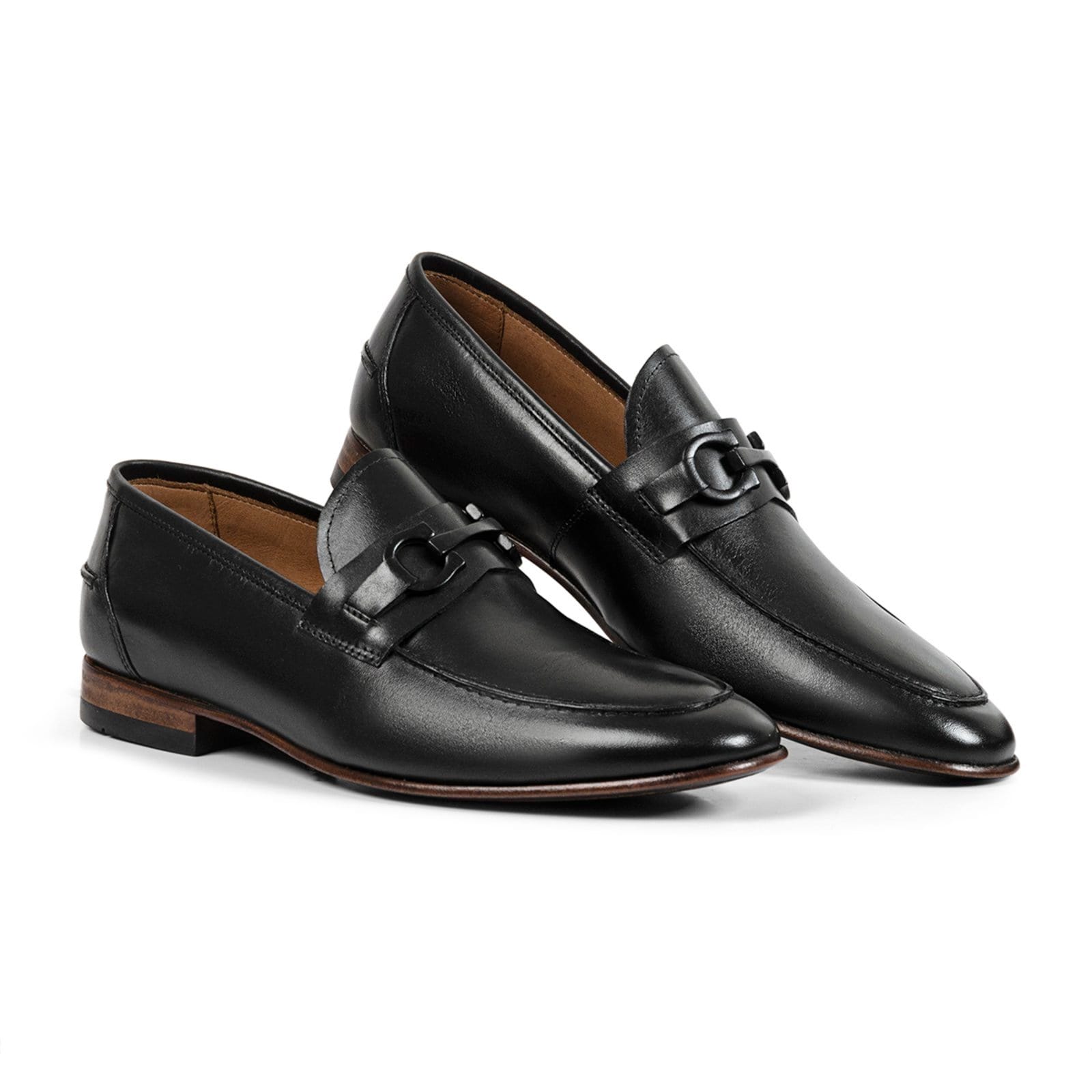 Vista principal Sapato Social Masculino Veritimo Mocassim Oxford Clássico Em Couro Metal Bico Redondo Veritimo preto