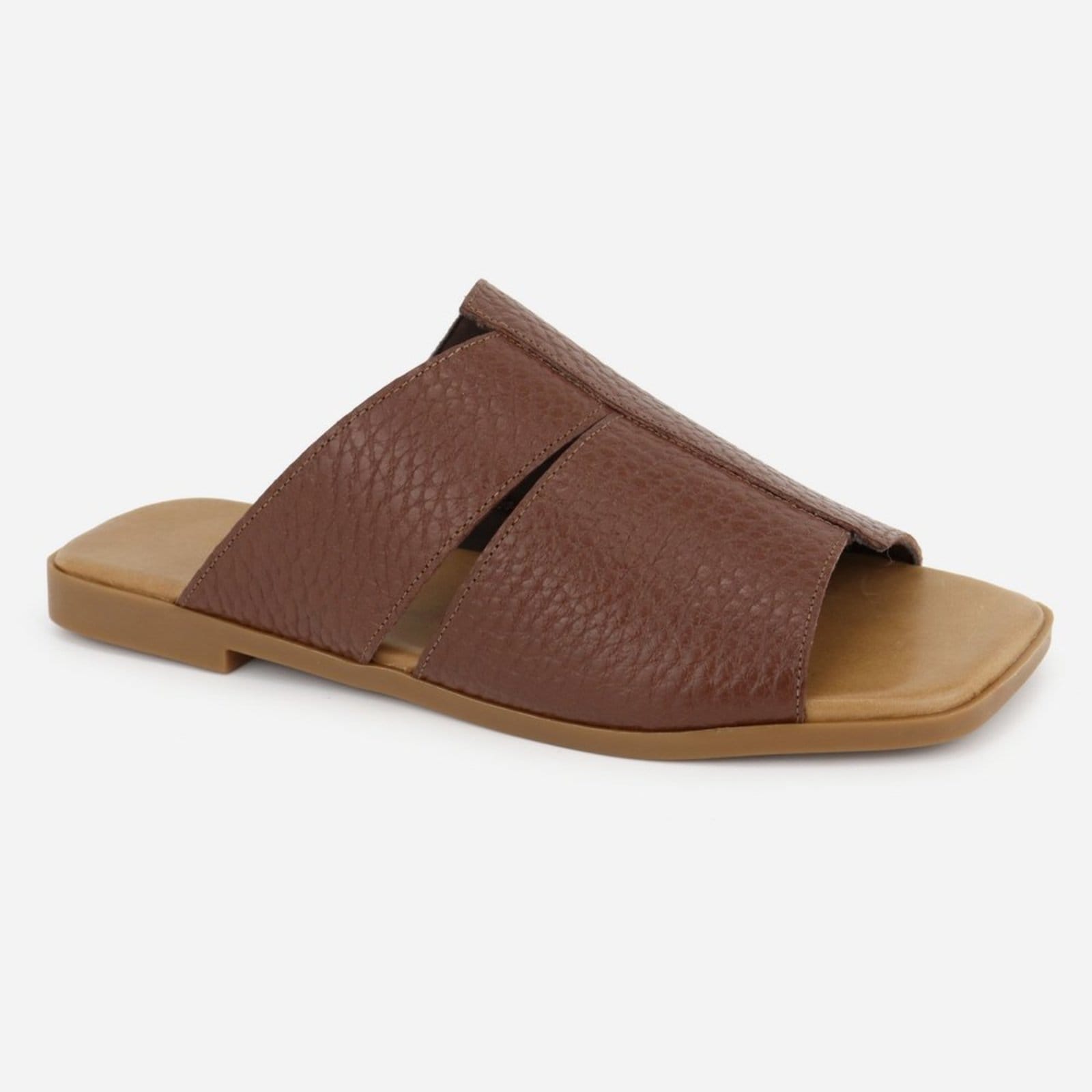 Vista 2 Rasteira Largas Tiras Fácil Calce Maria Paula Couro MARIA PAULA marrom