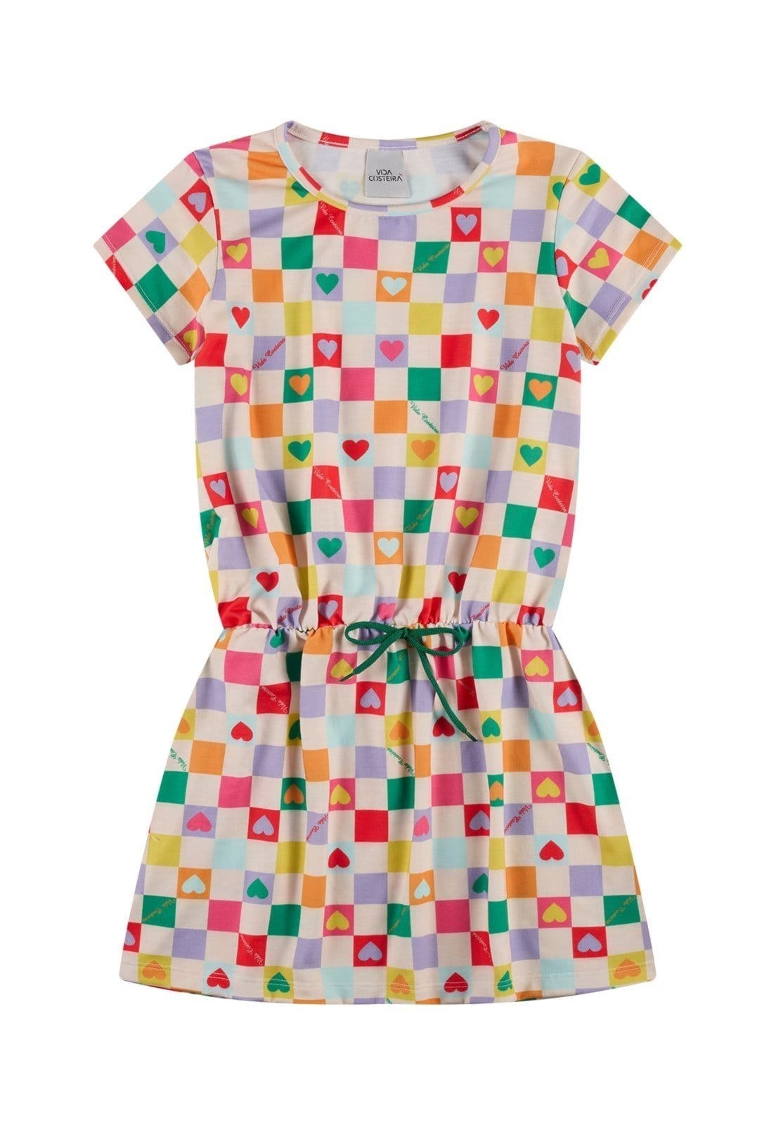 Vista 2 Infantil - Vestido Quadriculado Off VIDA COSTEIRA off-white