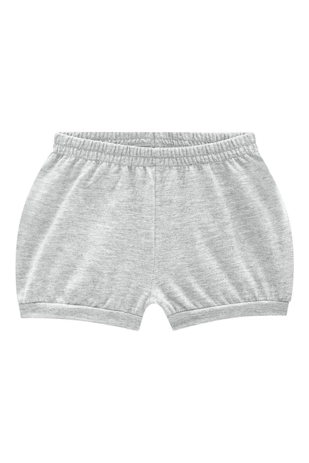 Vista 2 Infantil - Shorts básico unissex de malha Brandili Baby Brandili cinza