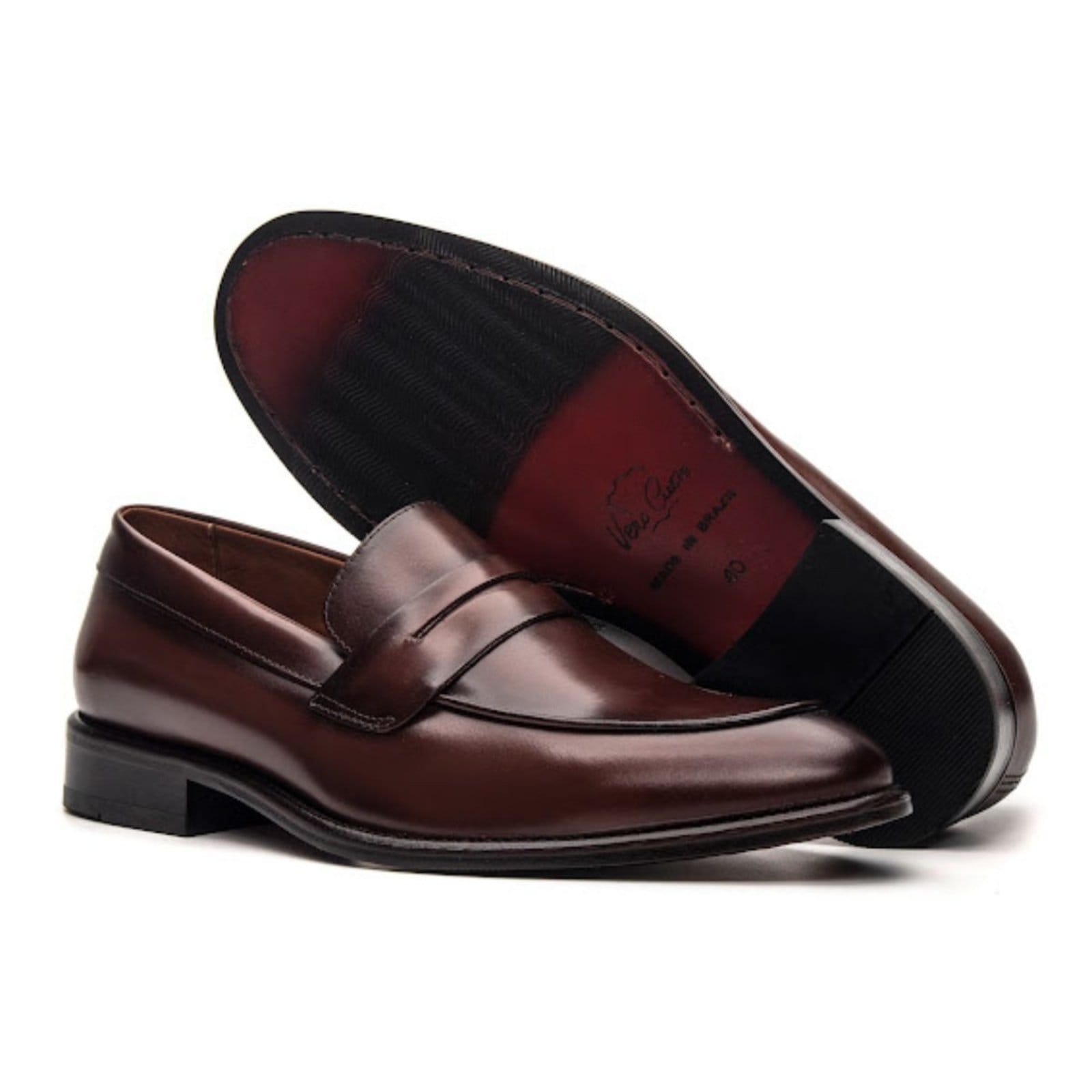 Sapato Social Masculino Veritimo Oxford Mocassim Sola De Couro Brogue Clássico Elegante Brown