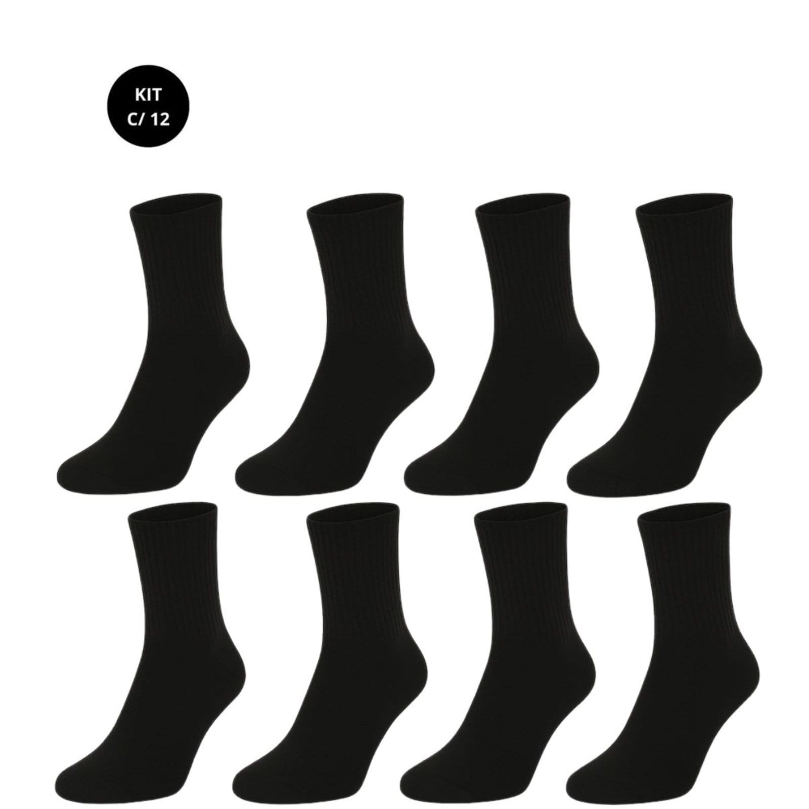 Kit 12 pares de meia Vih Triny Cano Médio Pretas