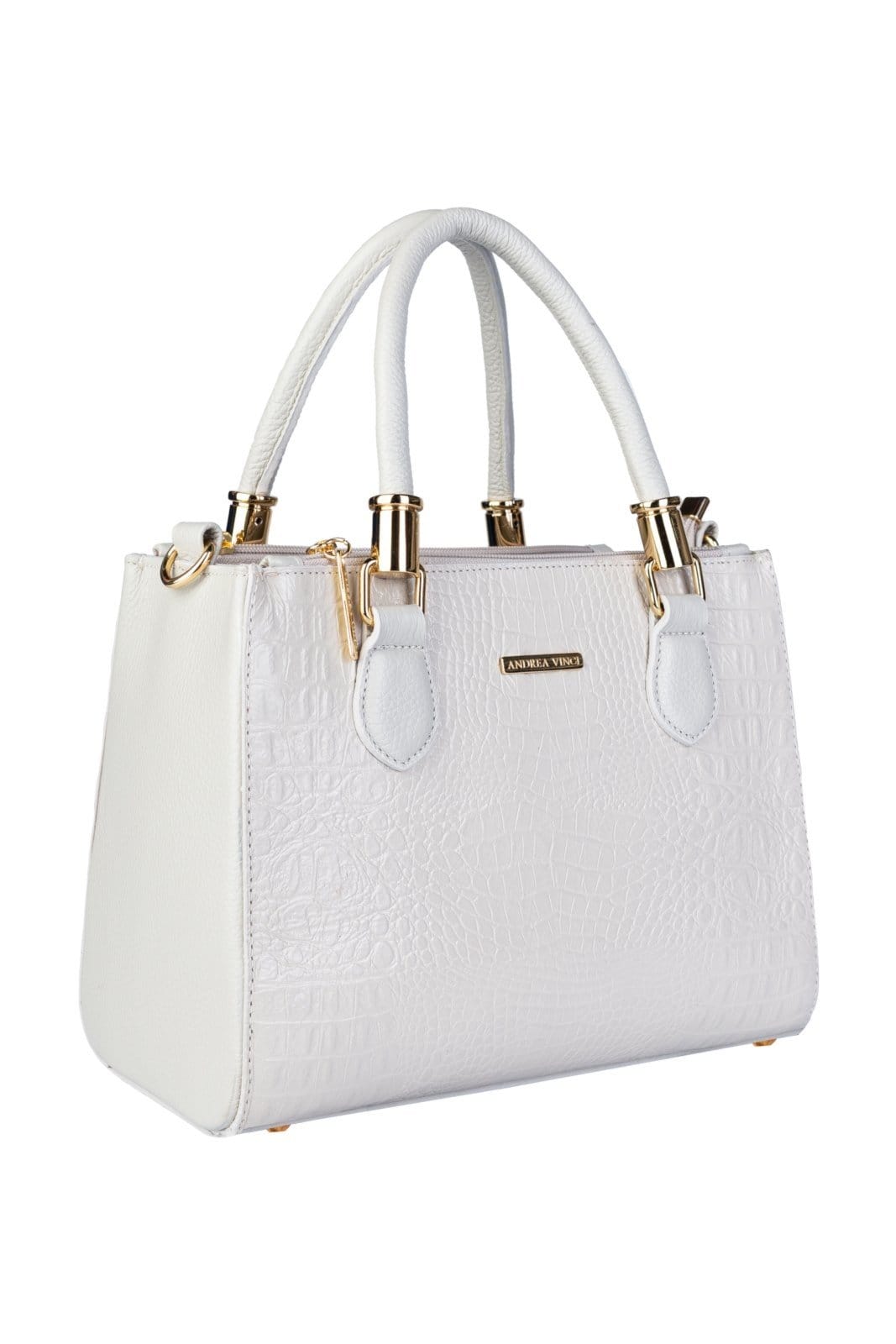 Vista 2 Bolsa Andrea Vinci Grande De Couro Croco Estruturada Emilia - Marfim Andrea Vinci café