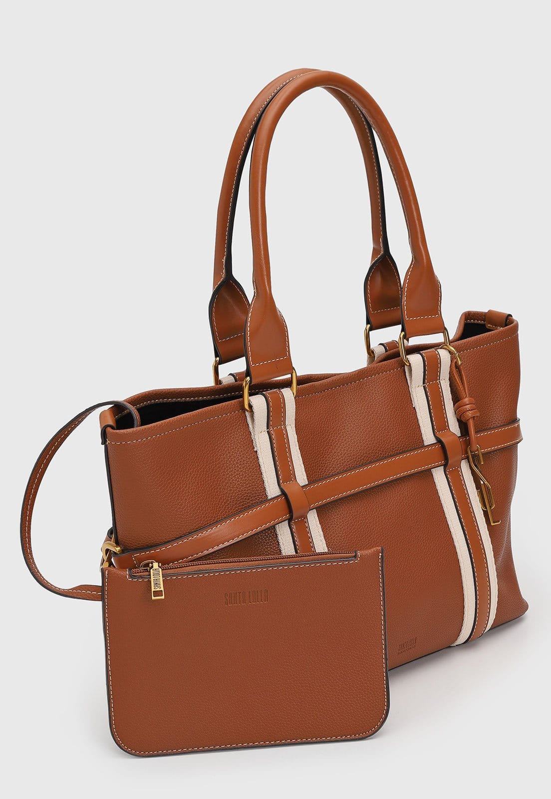 Vista 2 Kit Bolsa e Necessaire Feminina Santa Lolla Grande Santa Lolla caramelo