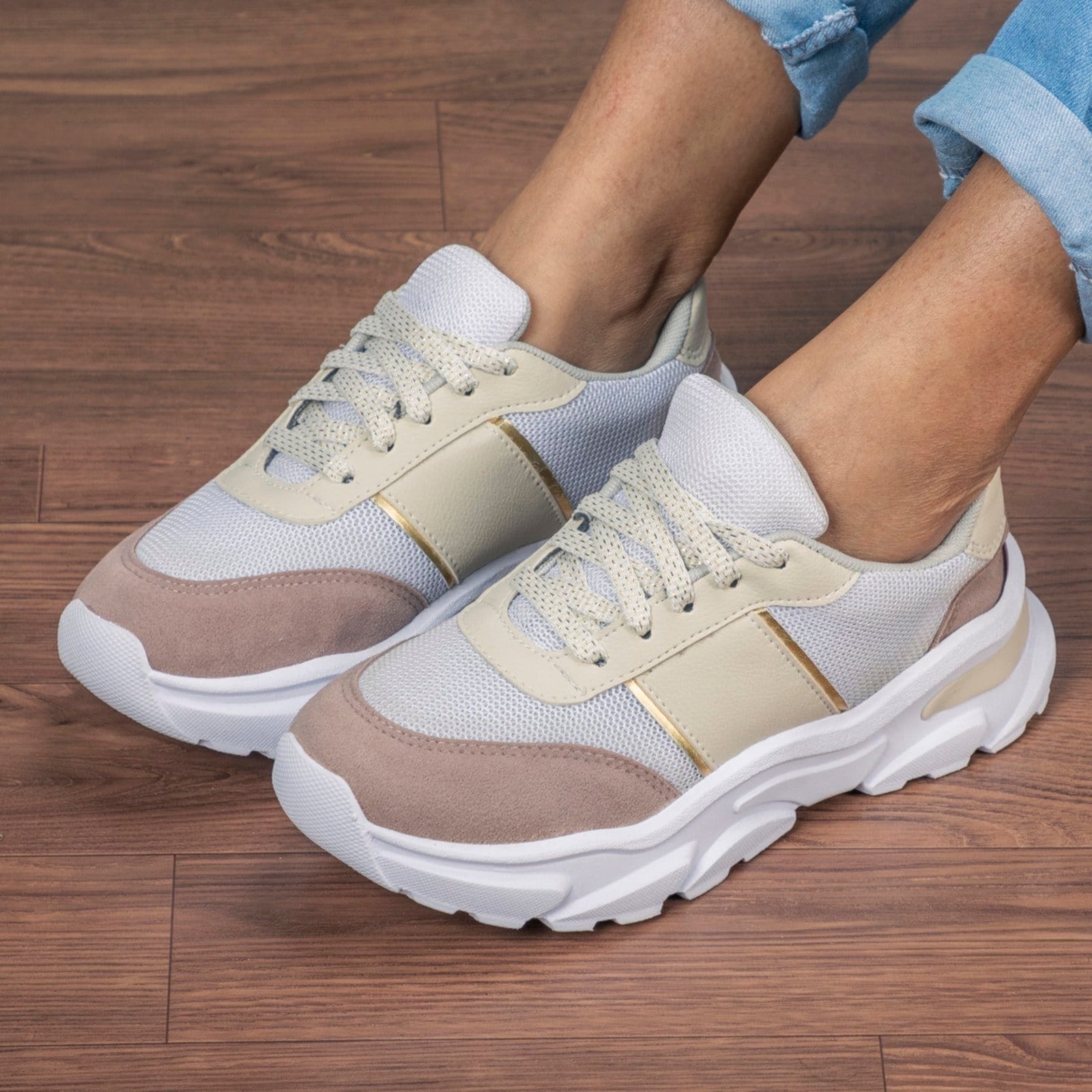 Vista 2 Tênis Feminino De Caminhada GuGi Sneaker Casual Fiorella Sola Micro Expandida Macia Off White Gugi bege white