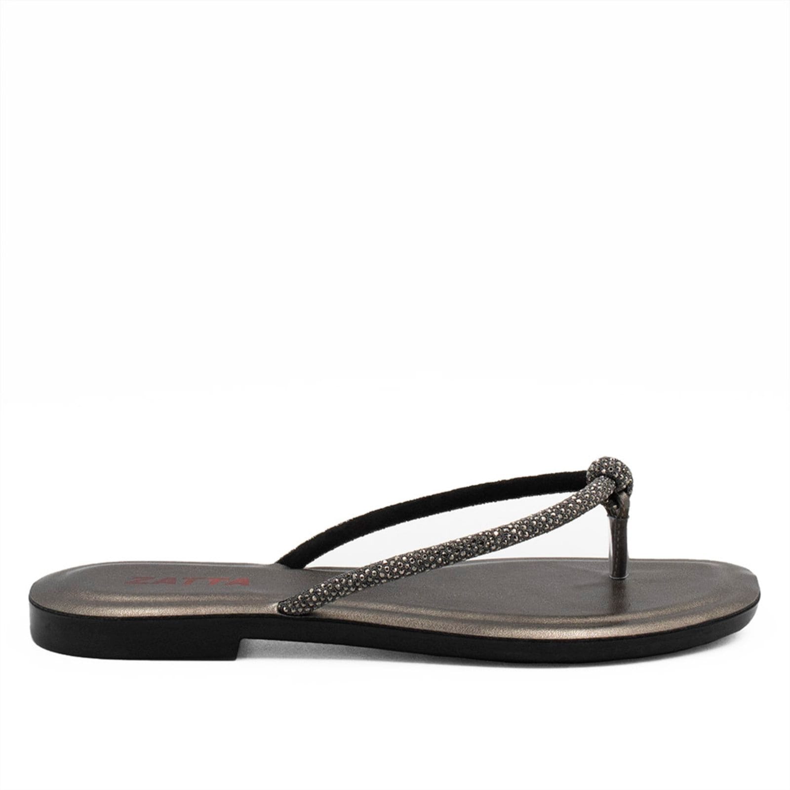 Rasteira Zatta Nó Brilho Francis Preta