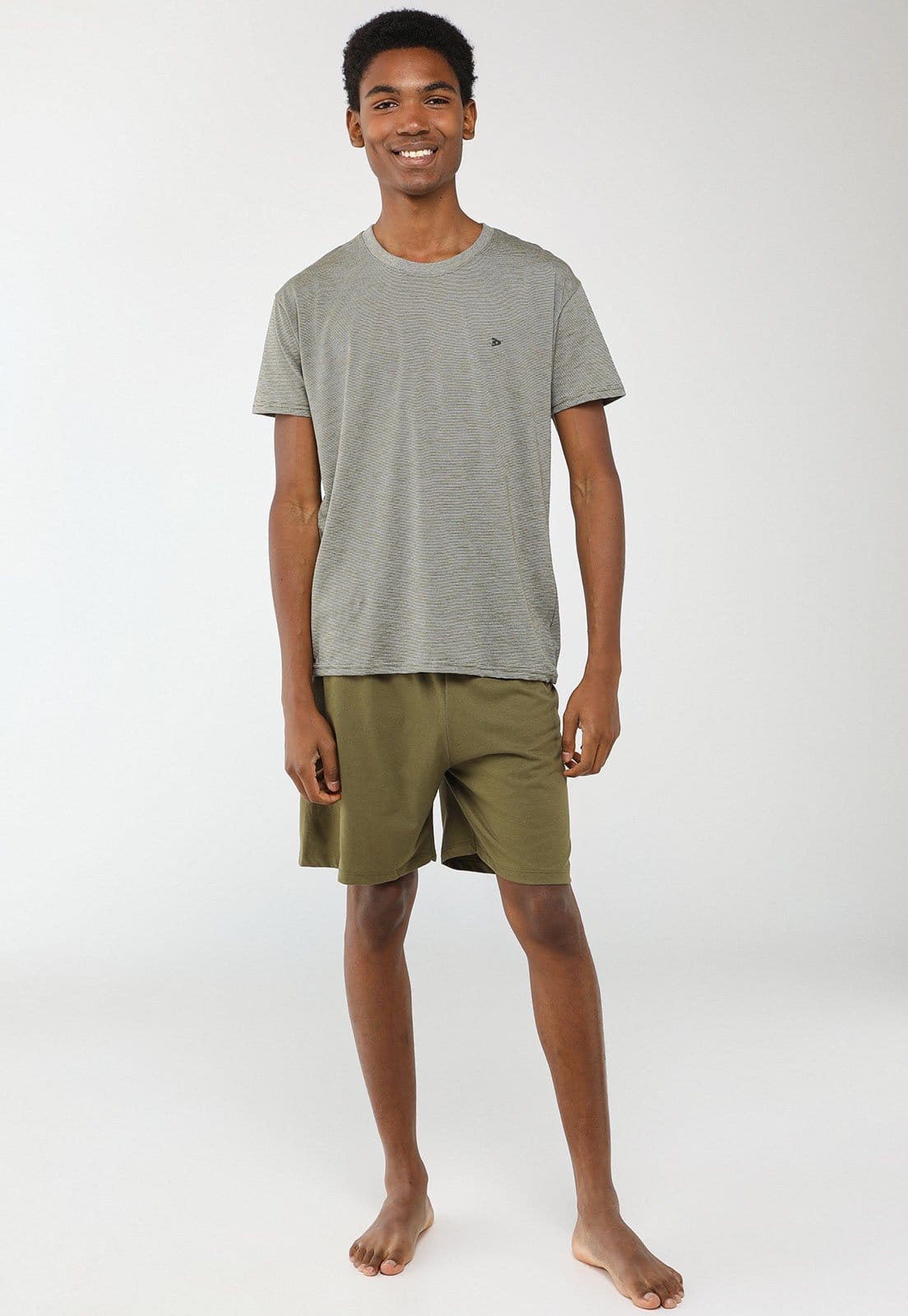 Vista 2 Pijama Curto Masculino Malwee Listrado Malwee verde