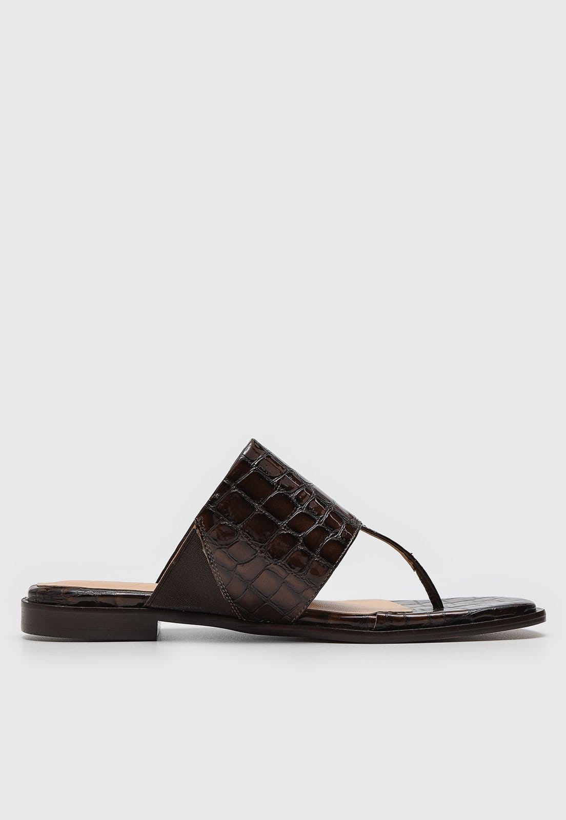 Vista 2 Rasteira Slide Luiza Barcelos Croco Luiza Barcelos café