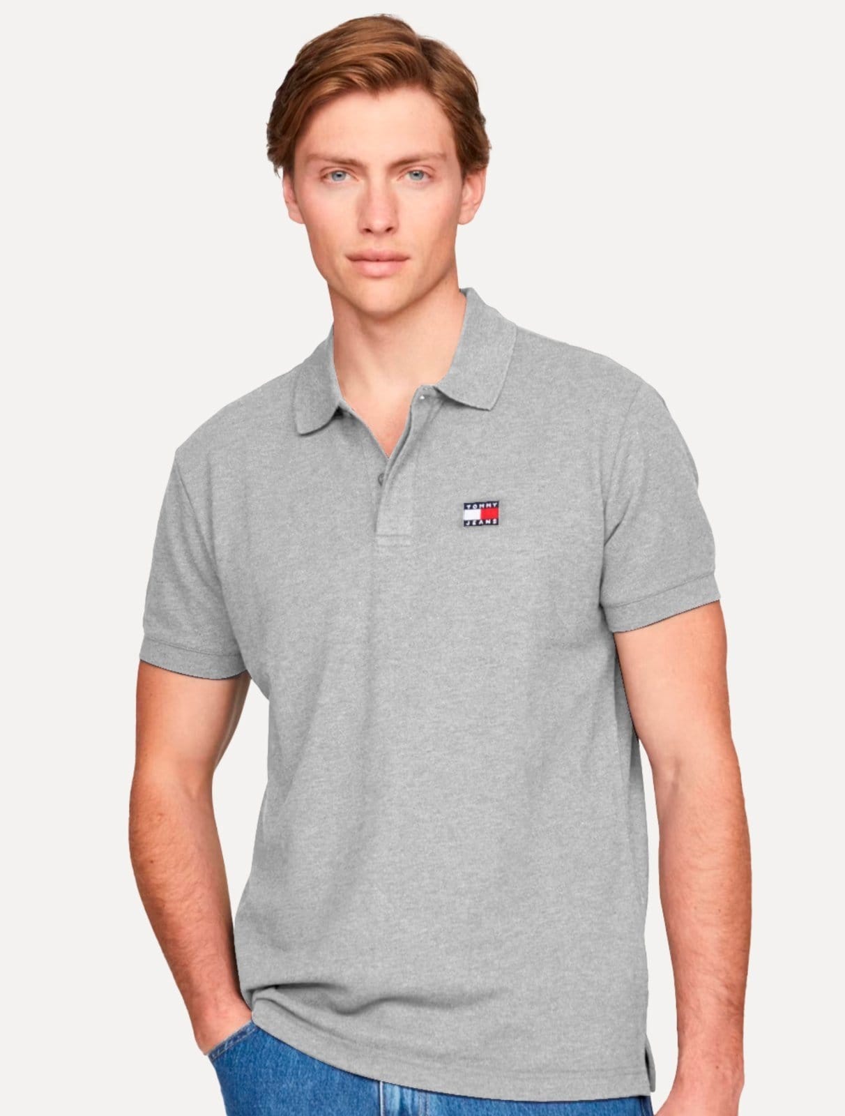 Polo Tommy Jeans Regular Heather XS Badge Mescla