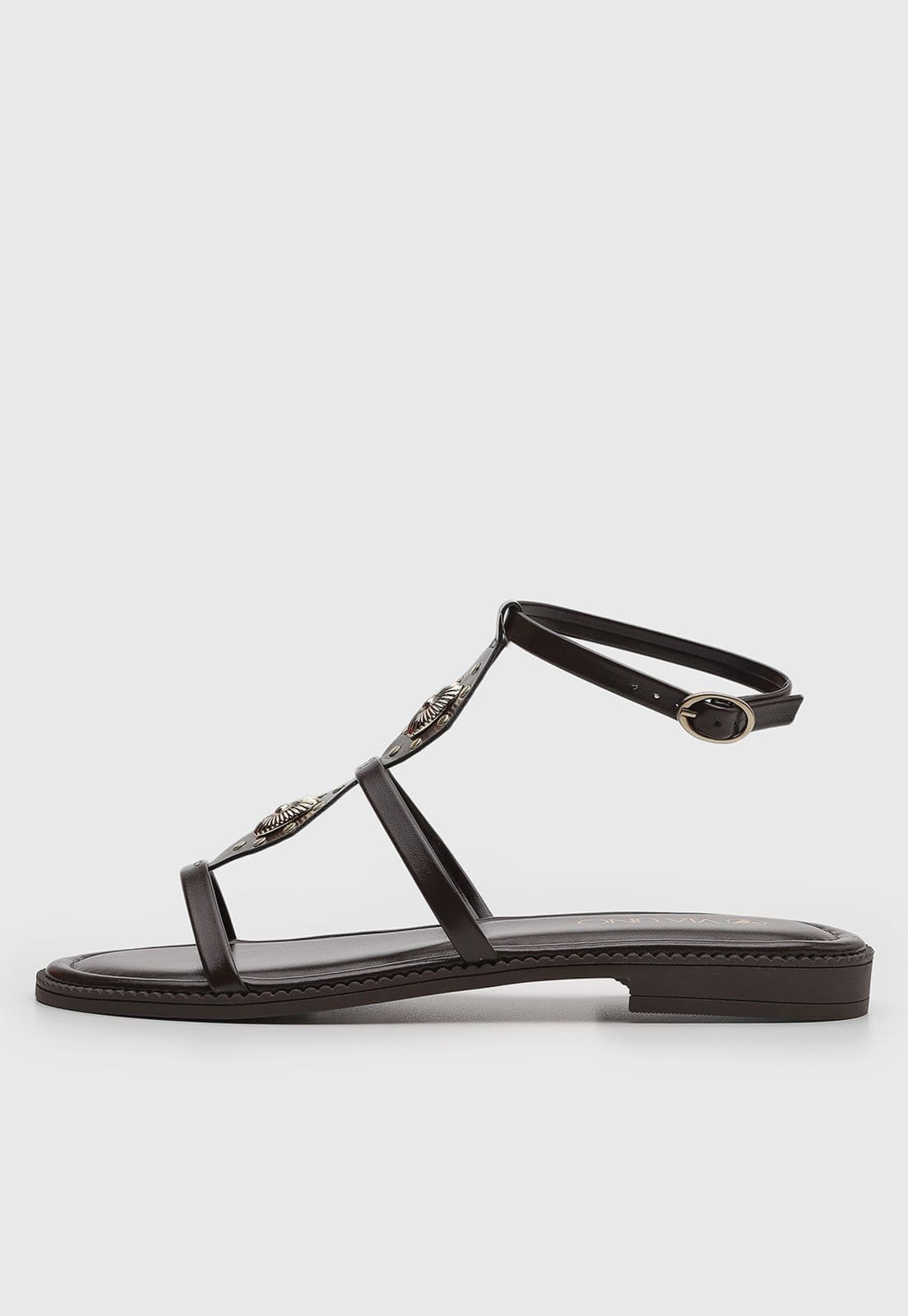 Rasteira Feminina VIA UNO Detalhe Metálico