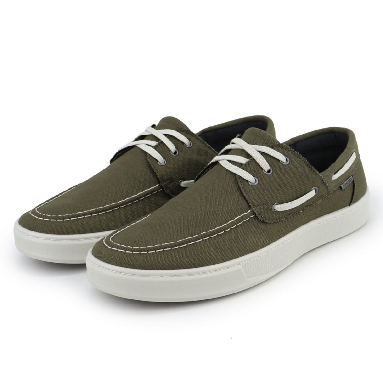 Sapato Casual Masculino Veritimo Dockside Lona Drive Amarrar Clássico Conforto Verde Musgo