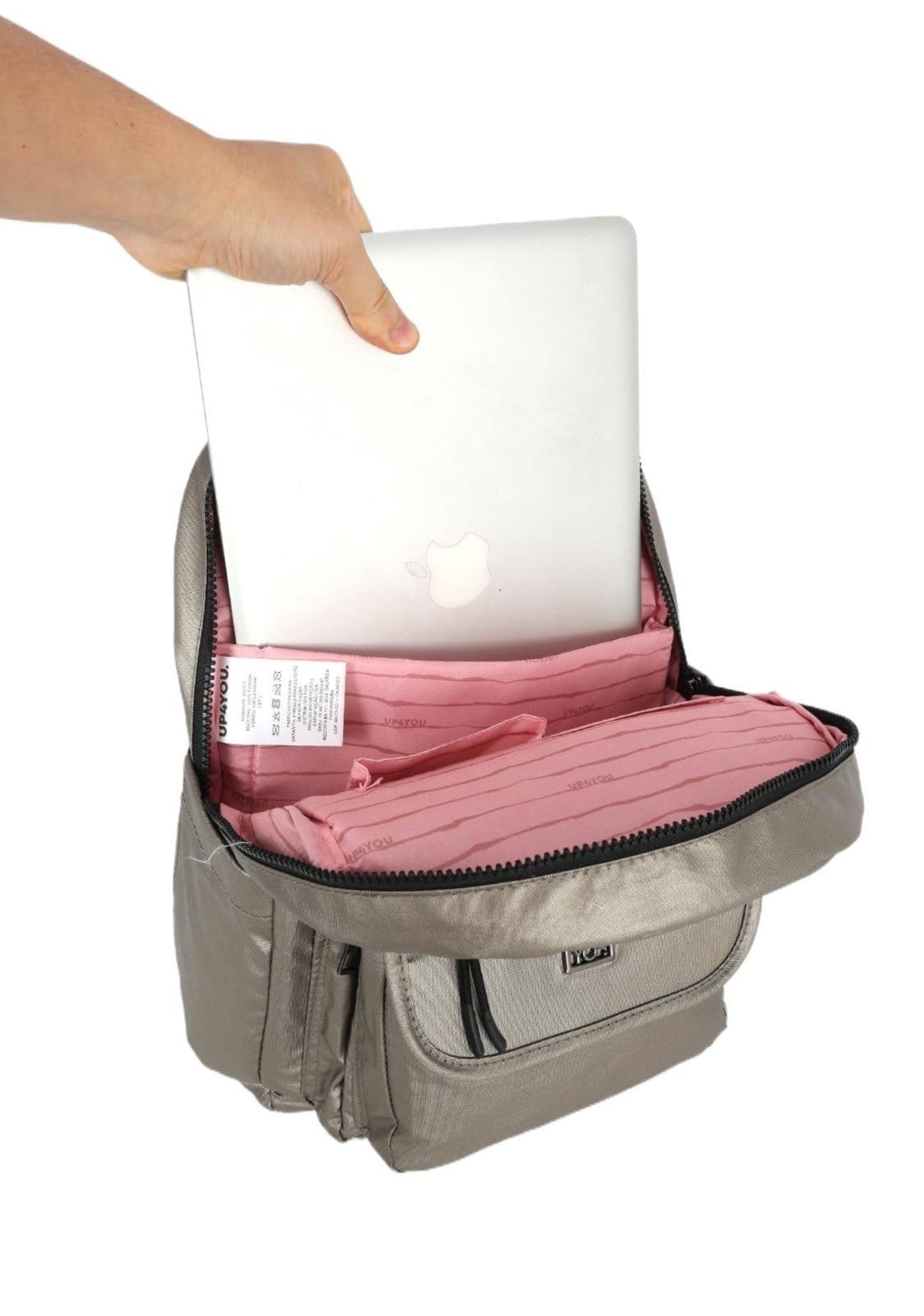 Infantil - Mochila de Costas Pequena Náilon Metalizado Dois Bolsos Up4you