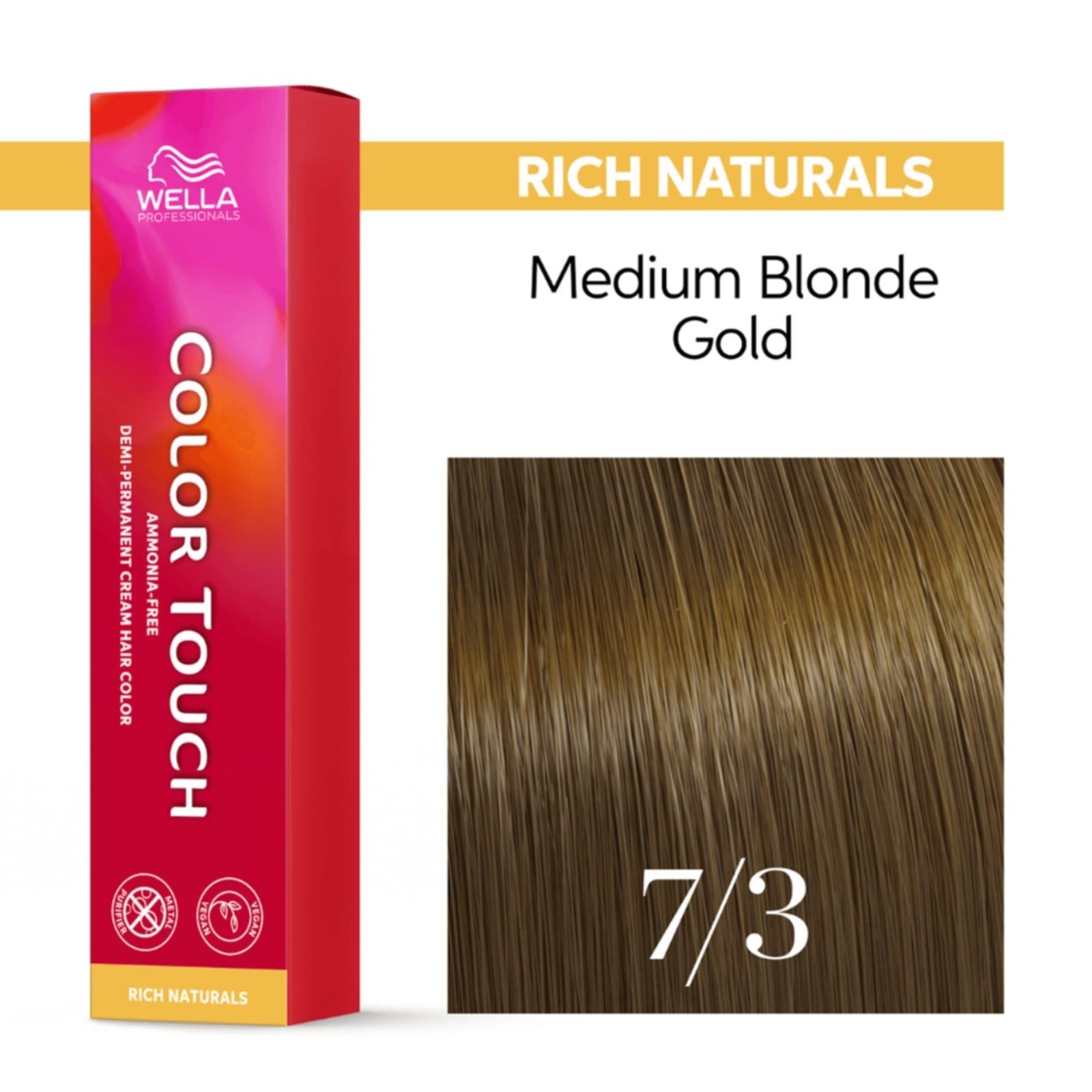 Vista 2 Wella Professionals Color Touch Rich Naturals 7/3 Louro Médio Wella loiro