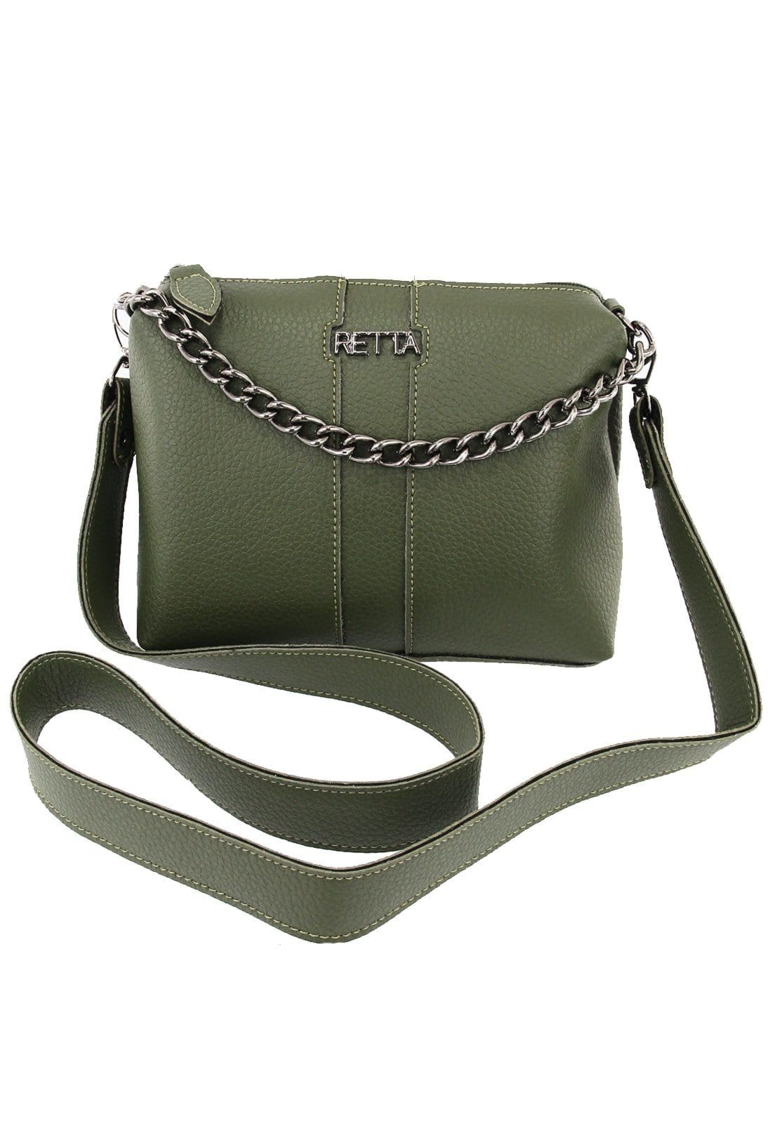 Vista 2 Bolsa Feminina Transversal Corrente Retta Oficial Retta Shoes verde/verde militar verde