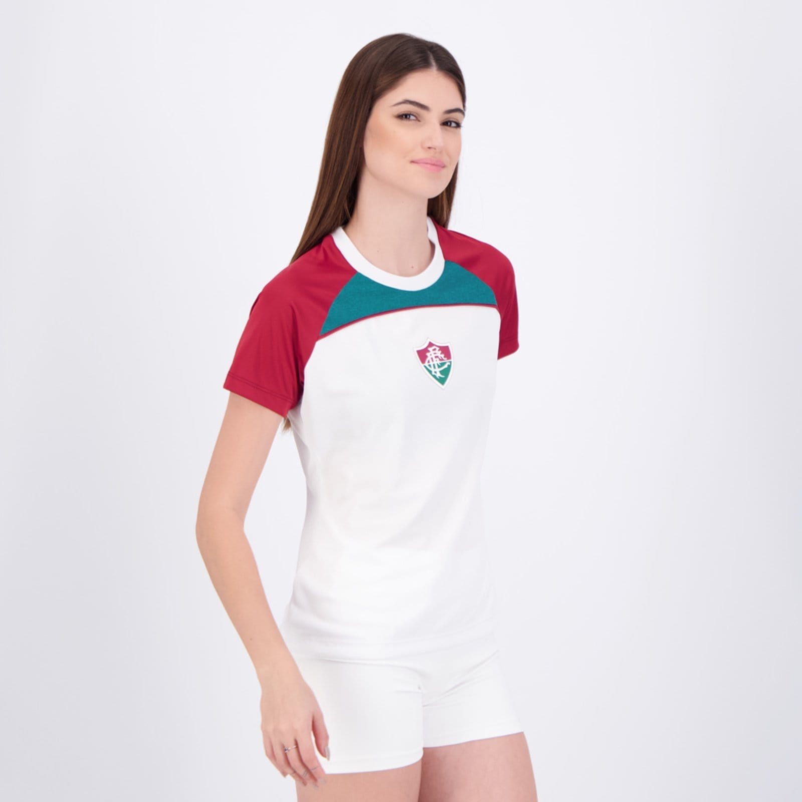 Vista 2 Camisa Fluminense Timbre Feminina Branca braziline branco