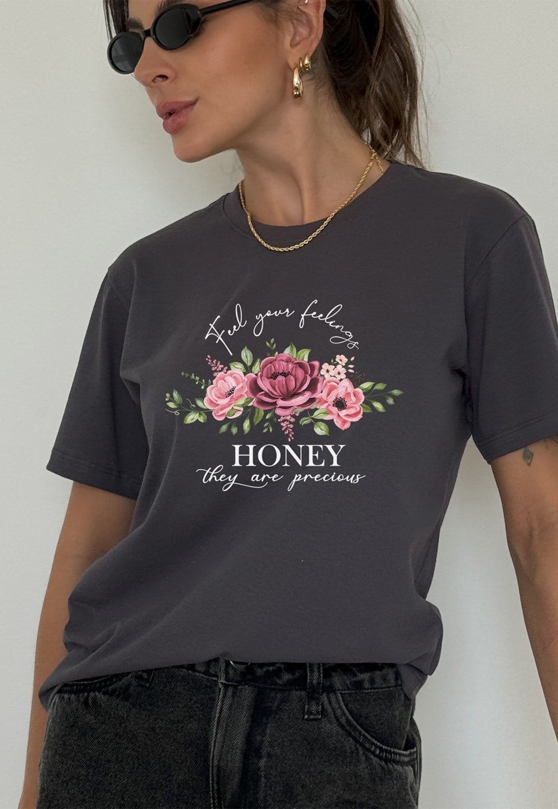 Camiseta Cianitas Chumbo Estampa Honey - 2