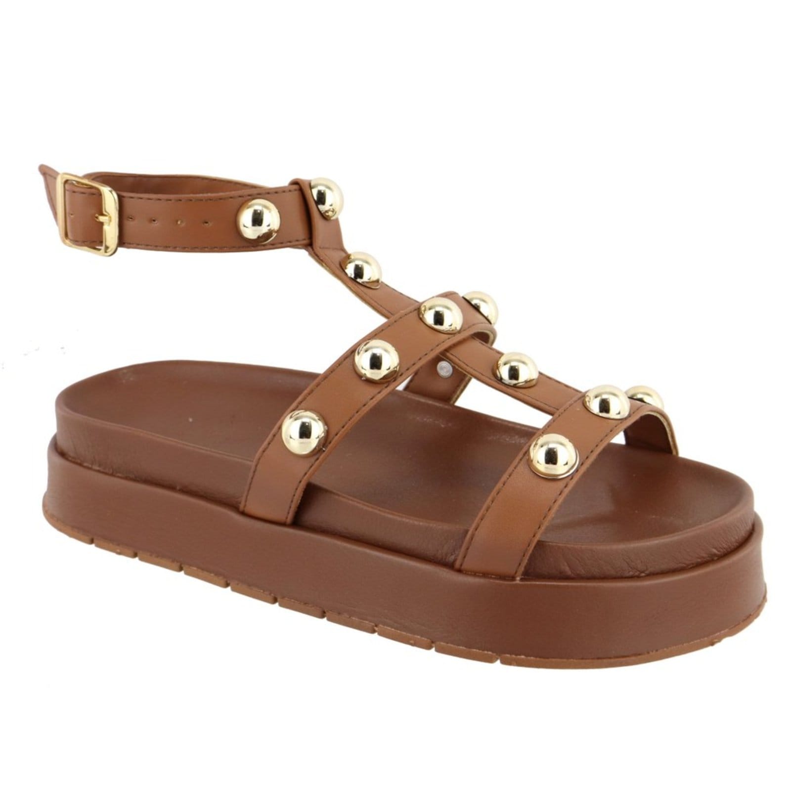 Sandalia Papete Rasteira Feminina Bolinhas Sola Alta